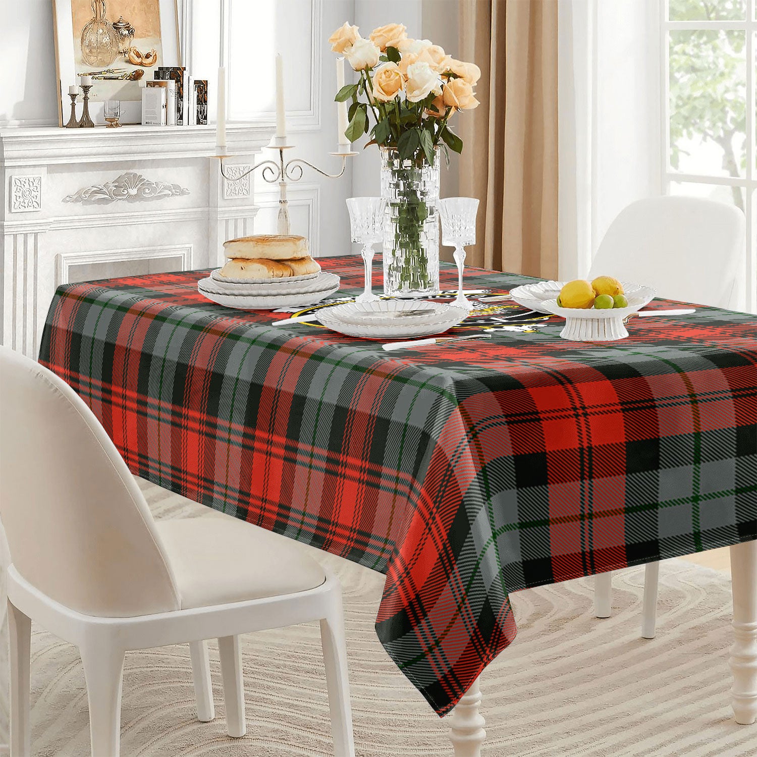 MacLachlan Weathered Tartan Crest Tablecloth