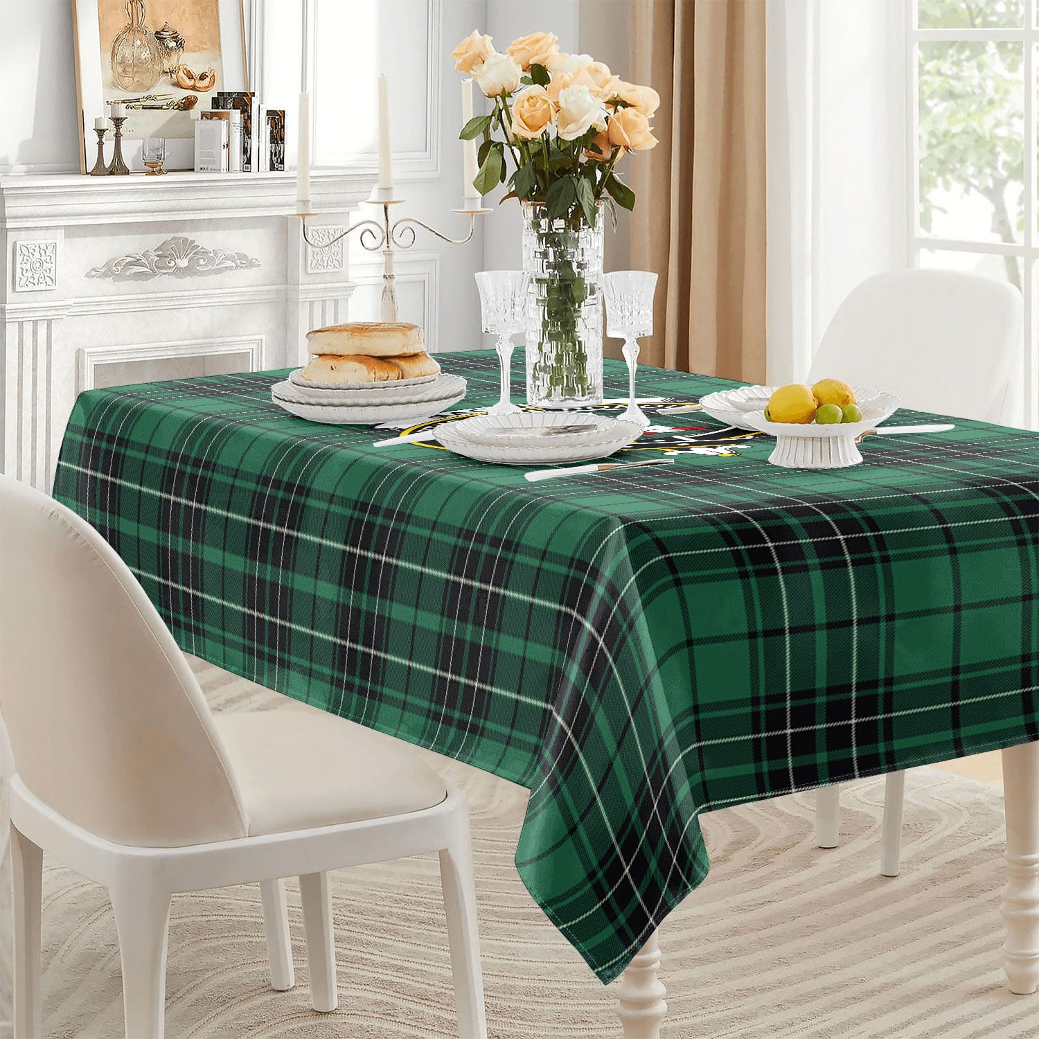 MacLean Hunting Ancient Tartan Crest Tablecloth