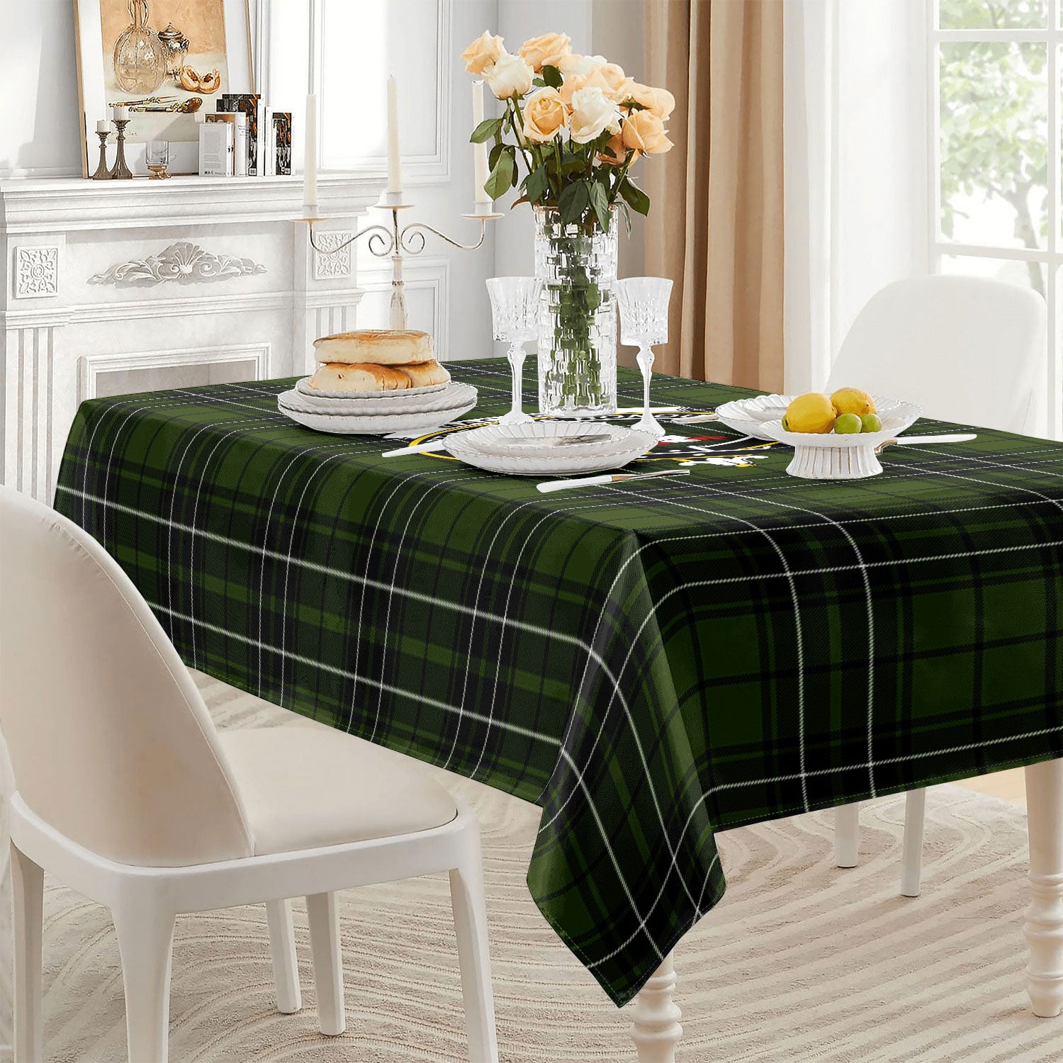 MacLean Hunting Tartan Crest Tablecloth