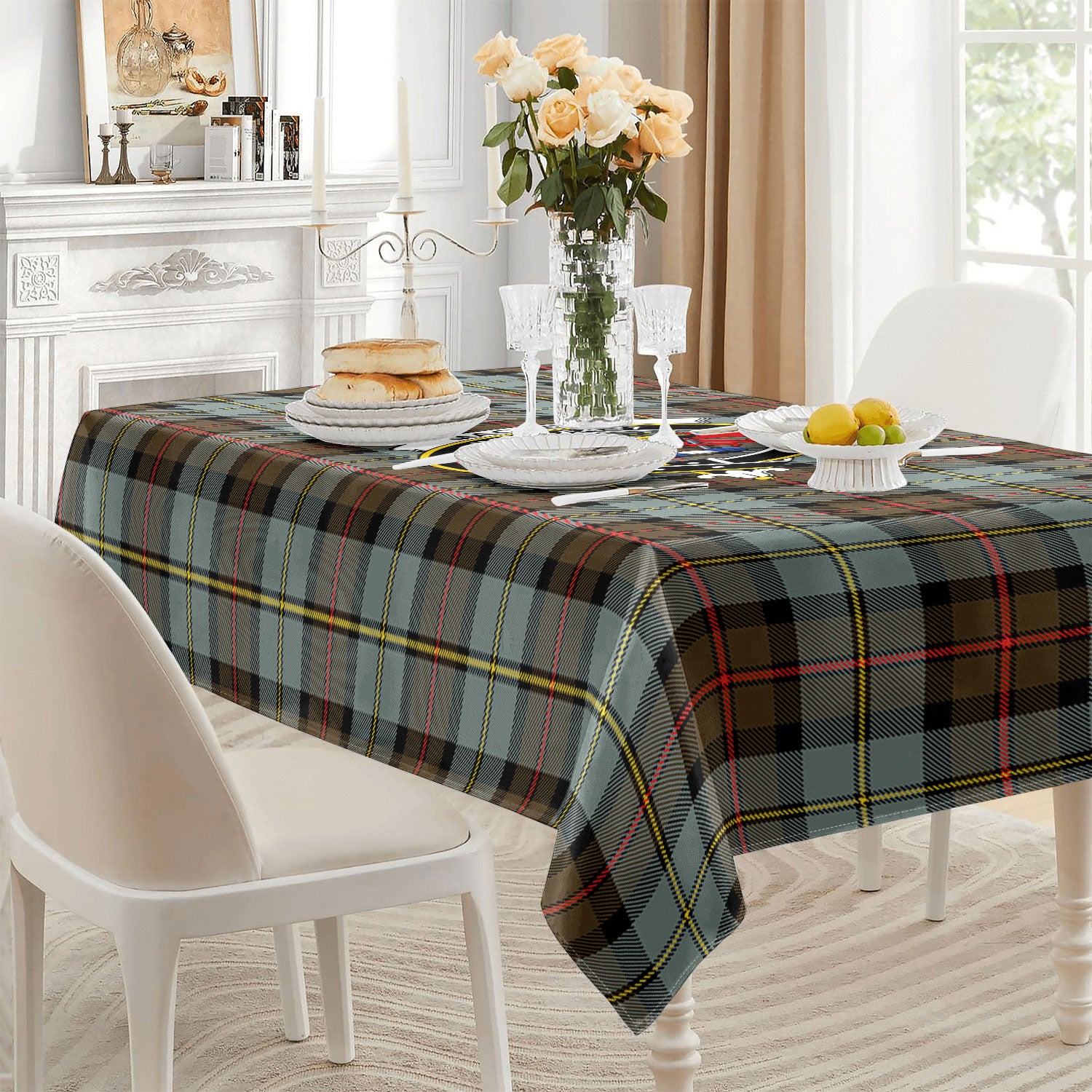 MacLeod of Harris Weathered Tartan Crest Tablecloth