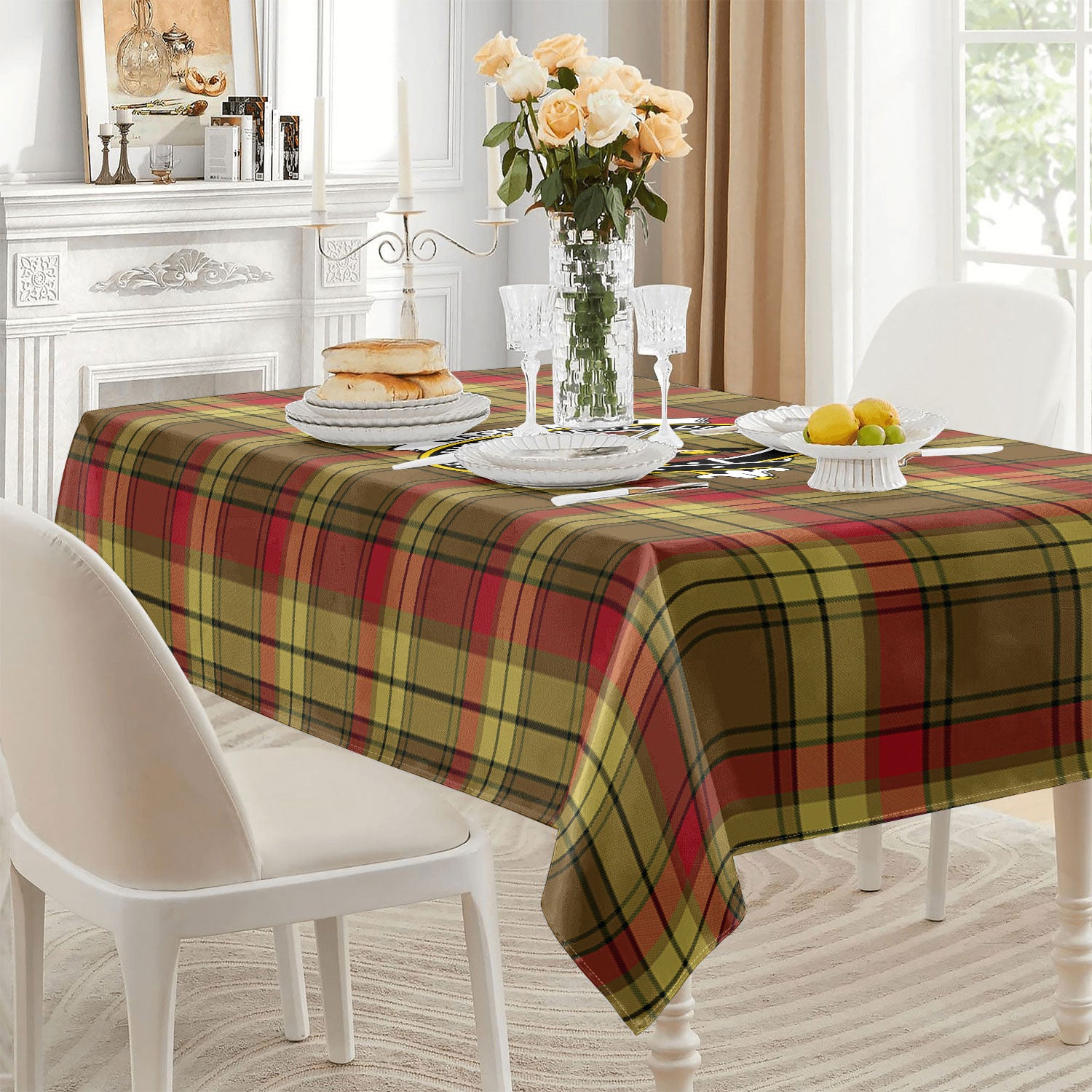 MacMillan Old Weathered Tartan Crest Tablecloth