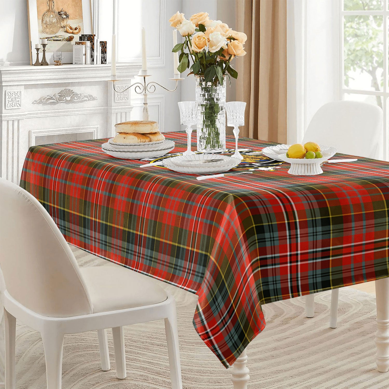 MacPherson Weathered Tartan Crest Tablecloth