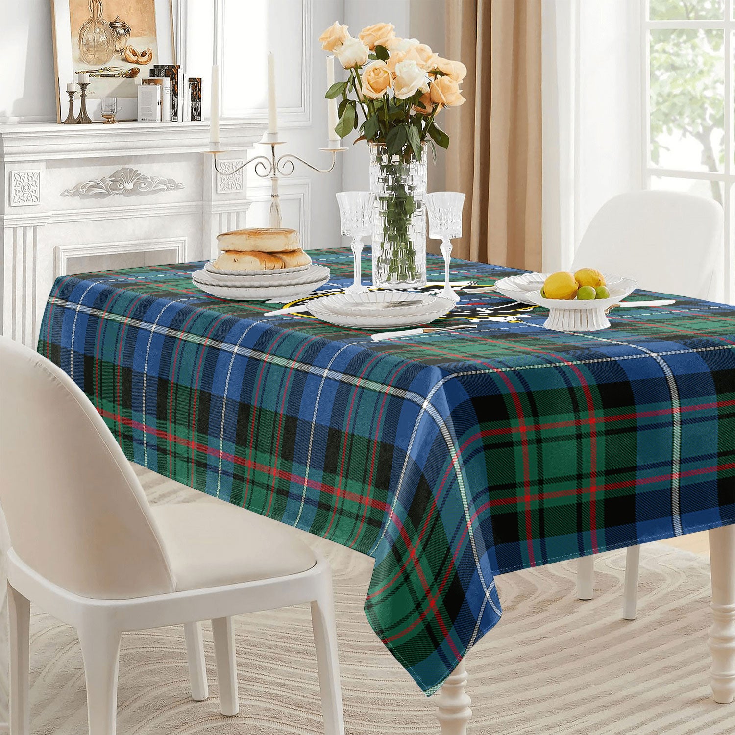 MacRae Hunting Ancient Tartan Crest Tablecloth