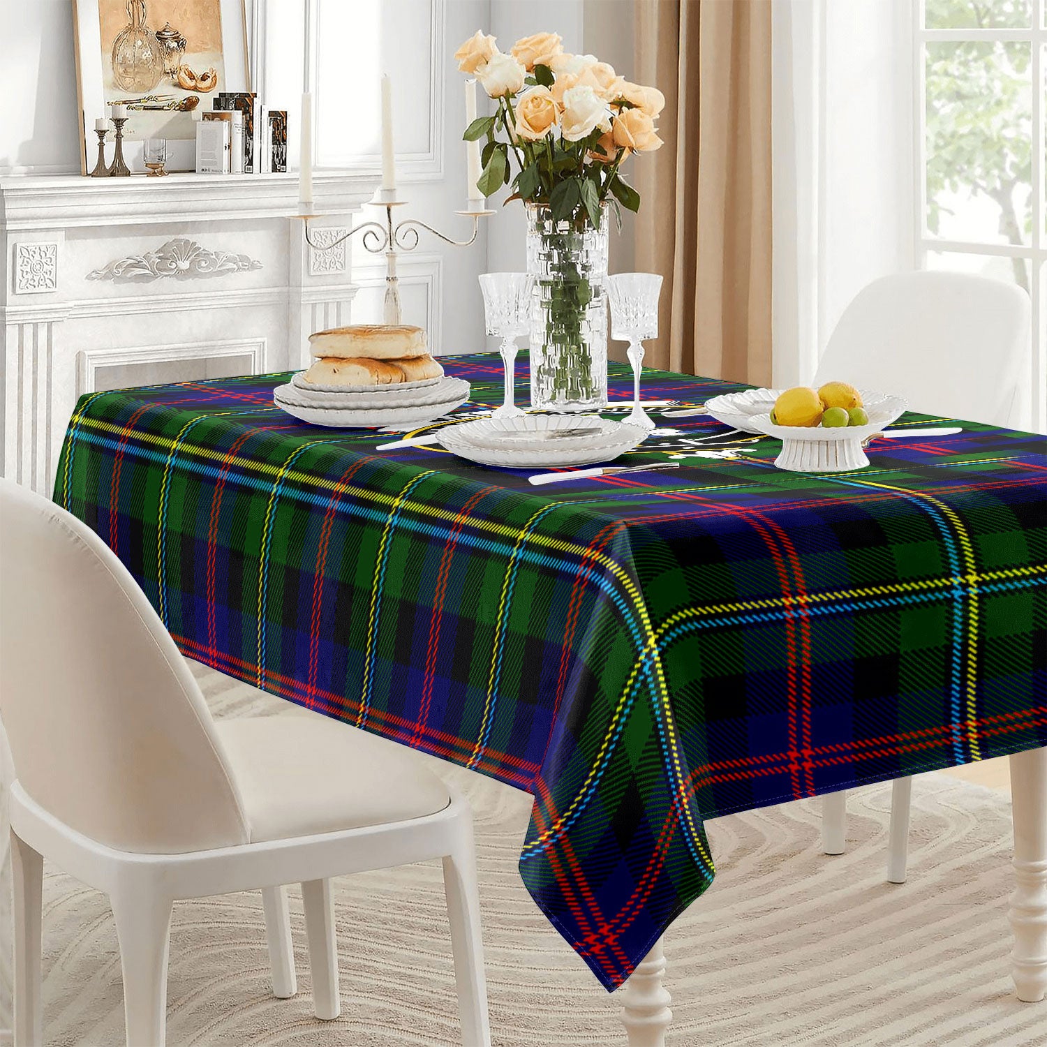 Malcolm (or MacCallum) Tartan Crest Tablecloth