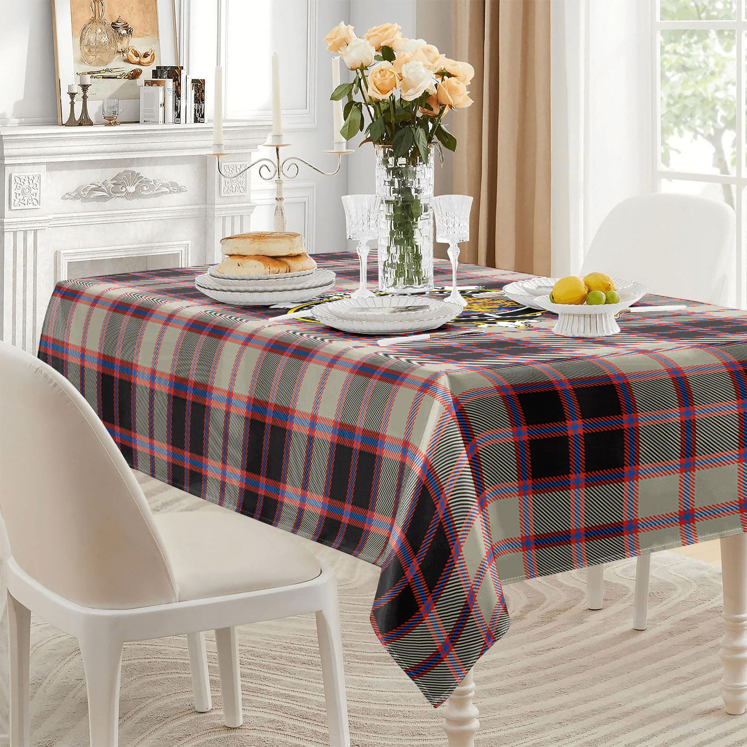McPherson Hunting Ancient Tartan Crest Tablecloth