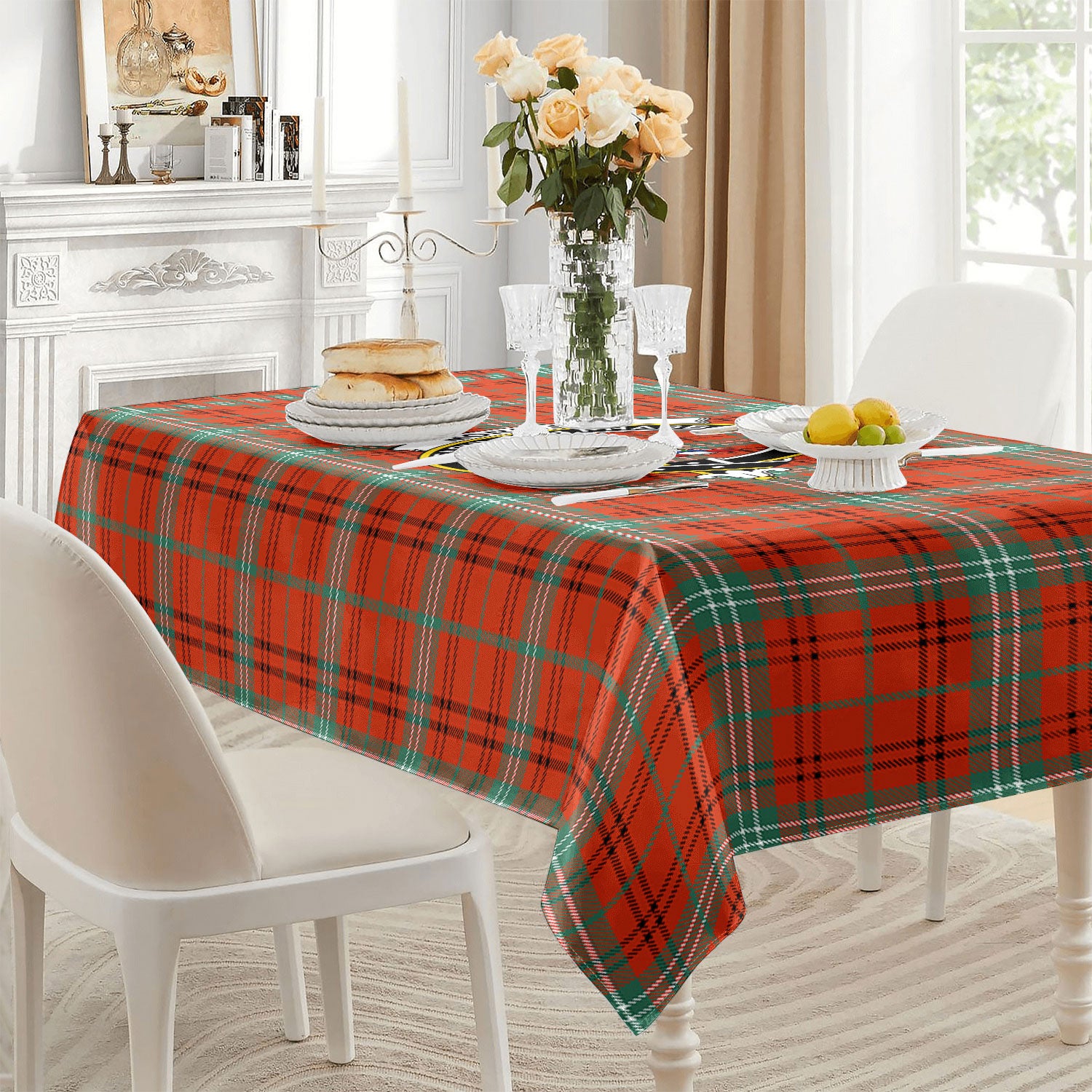 Morrison Red Ancient Tartan Crest Tablecloth