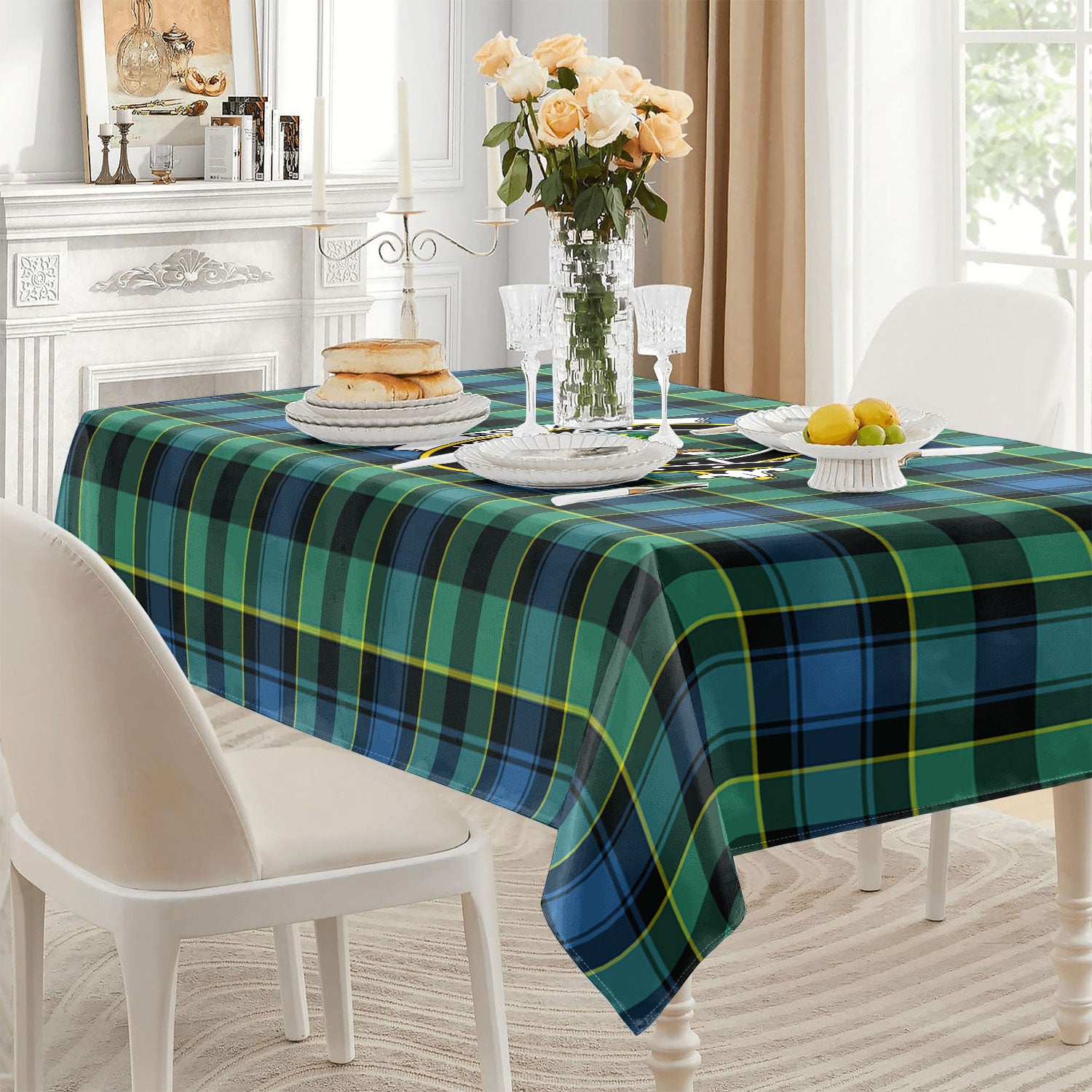 Mowat Ancient Tartan Crest Tablecloth