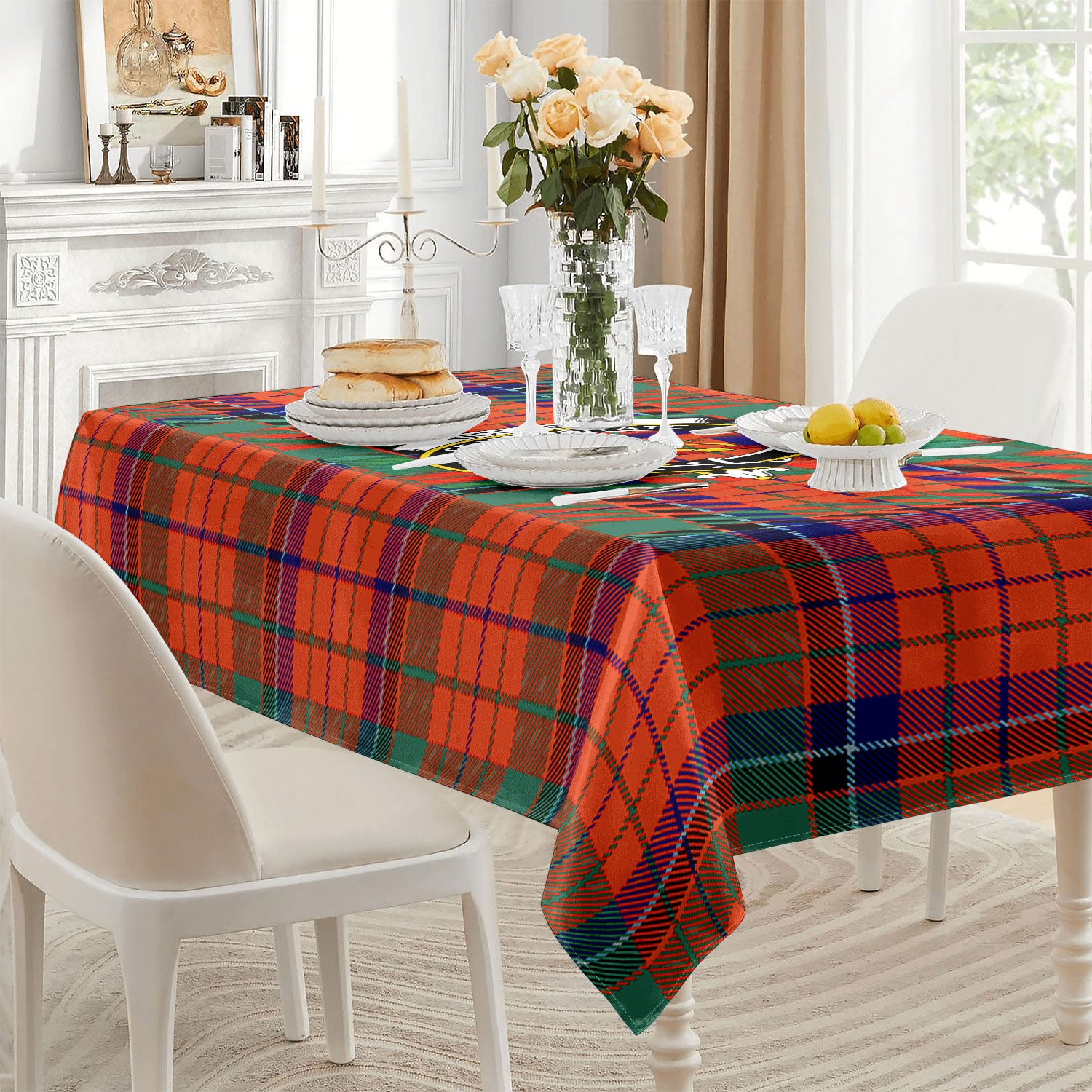 Nicolson Ancient Old Tartan Crest Tablecloth