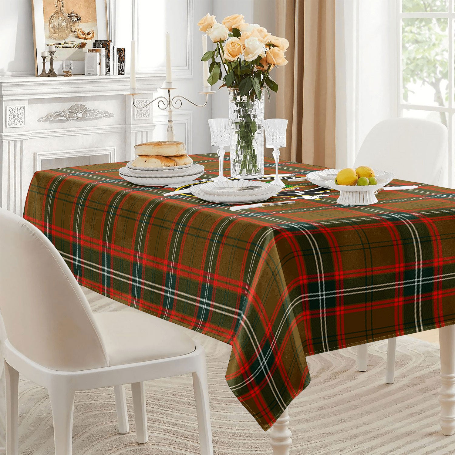 Seton Hunting Modern Tartan Crest Tablecloth