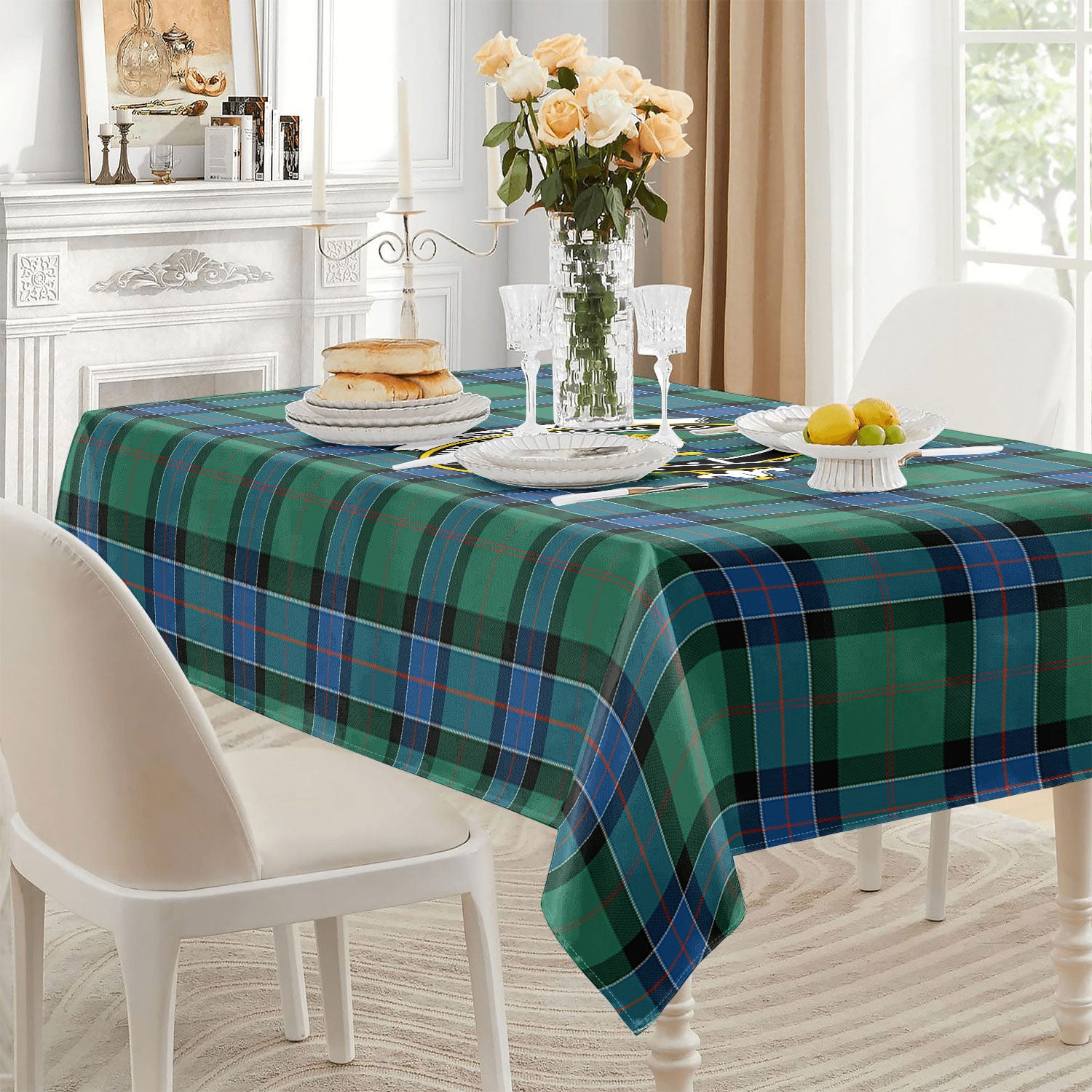 Sinclair Hunting Ancient Tartan Crest Tablecloth