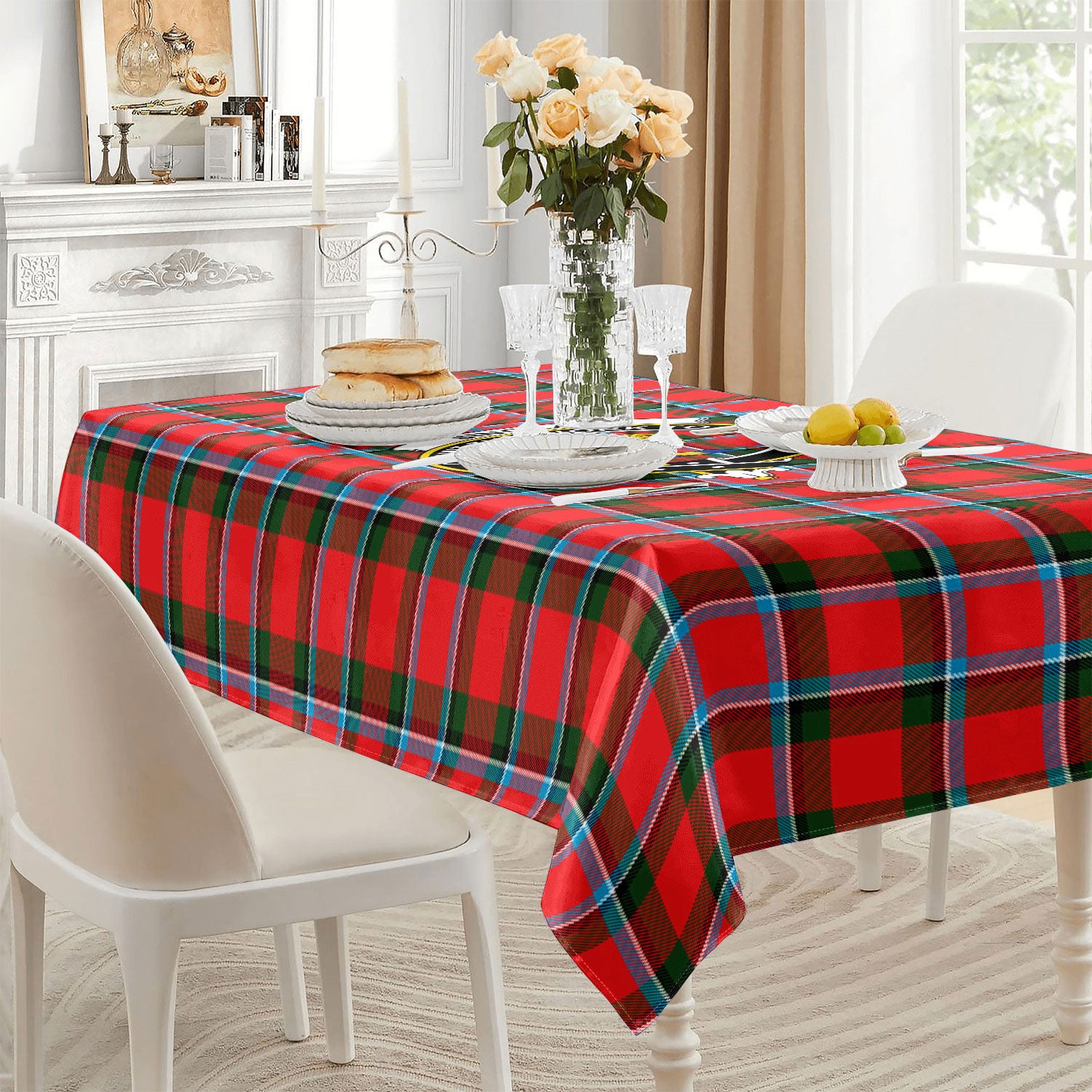 Sinclair Modern Tartan Crest Tablecloth
