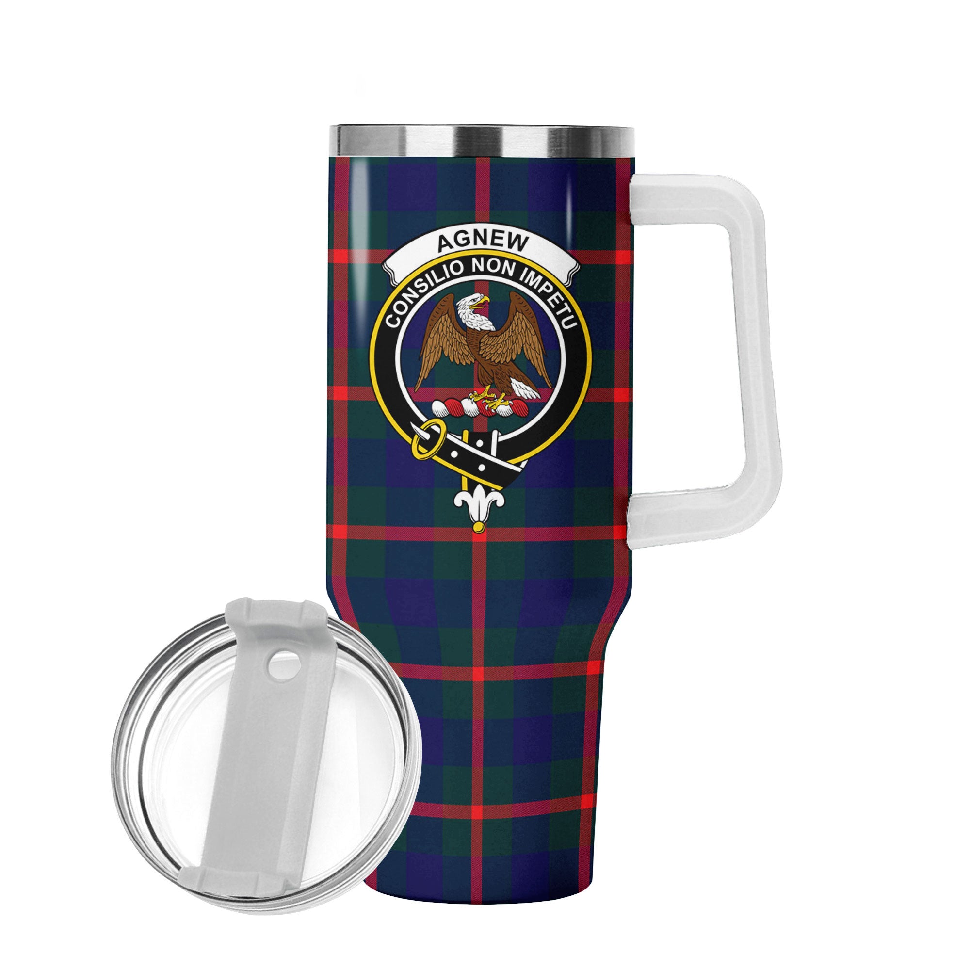 Agnew Modern Tartan Crest 40 oz Insulated Tumbler with Handle