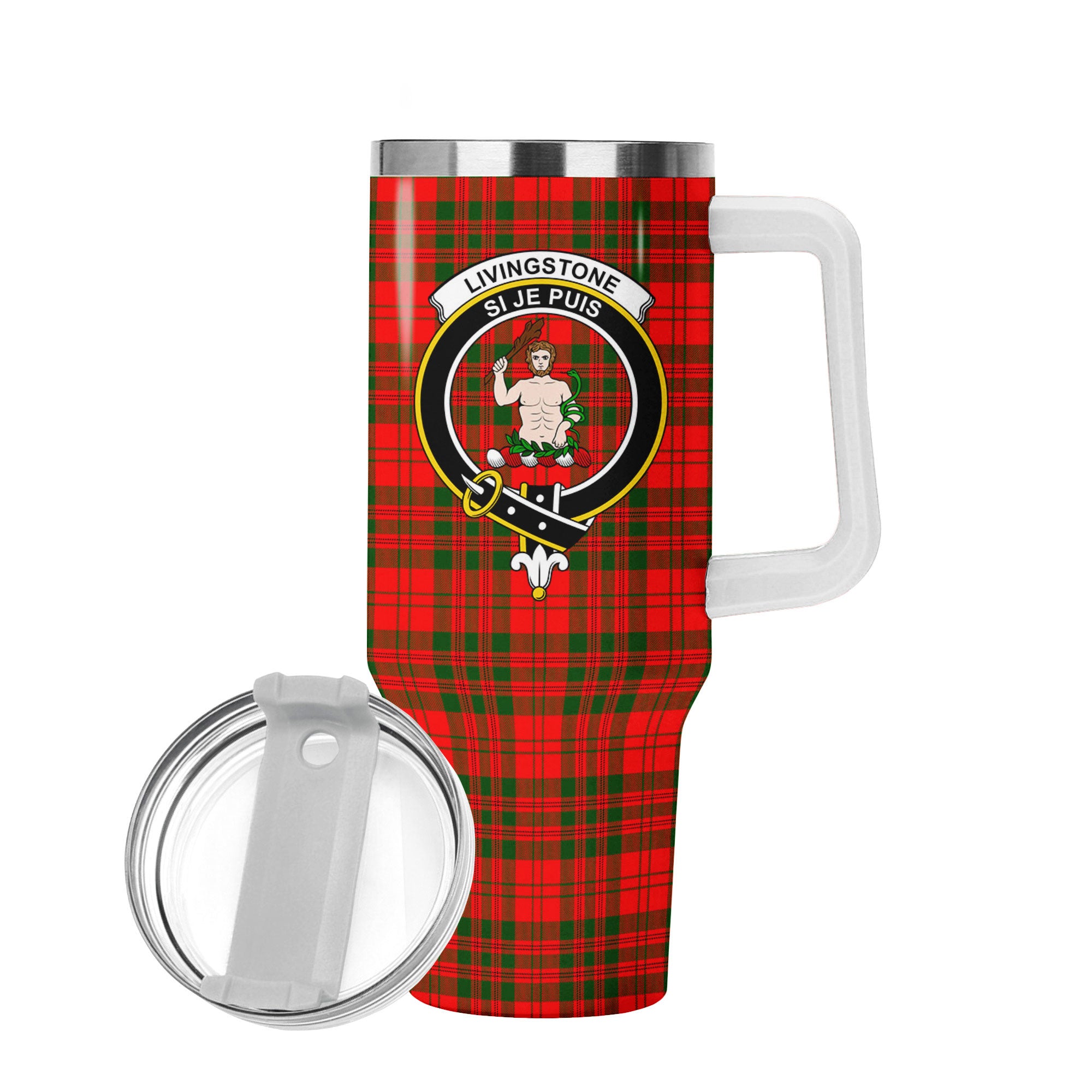 Livingstone Tartan Crest 40 oz Insulated Tumbler with Handle
