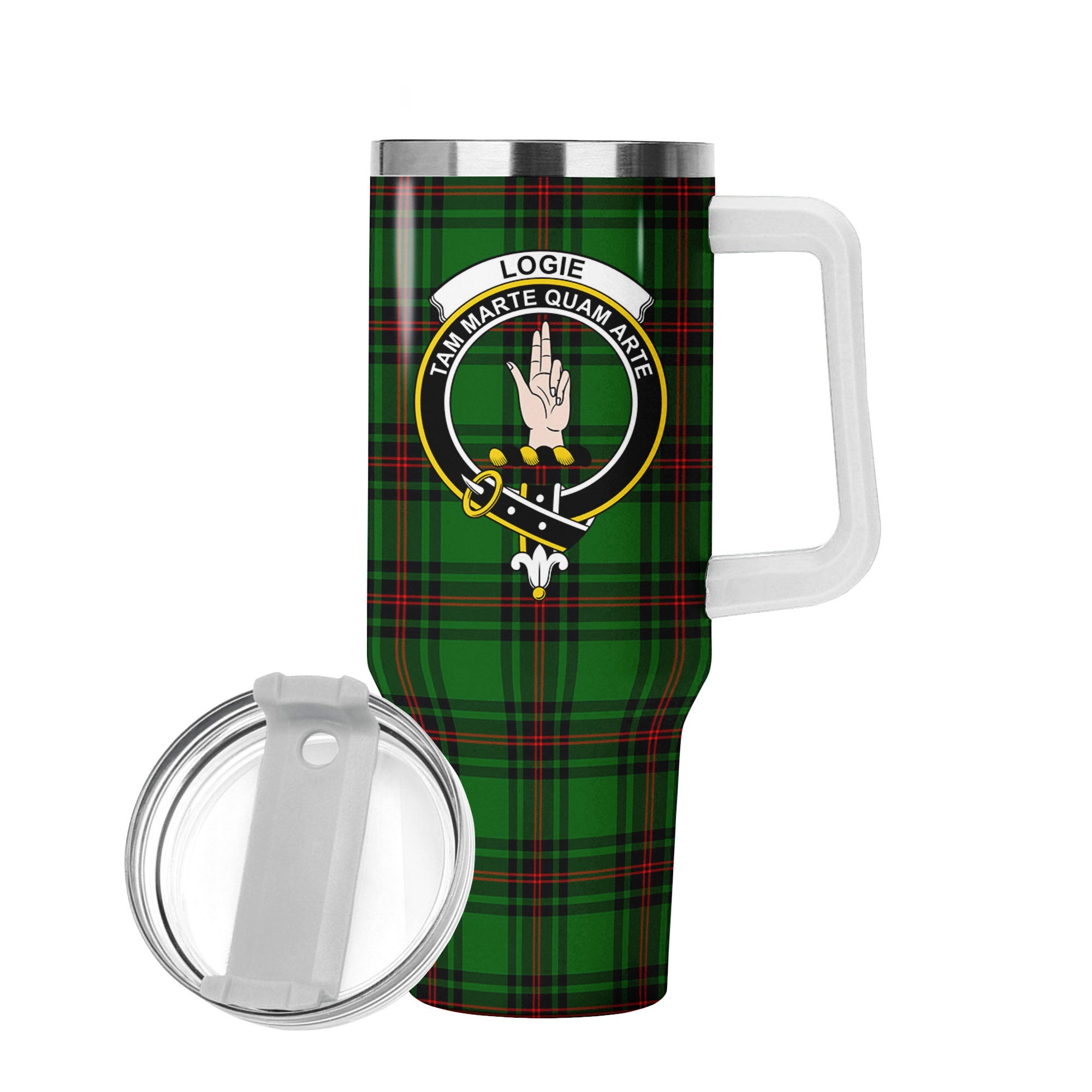 Logie Tartan Crest 40 oz Insulated Tumbler with Handle