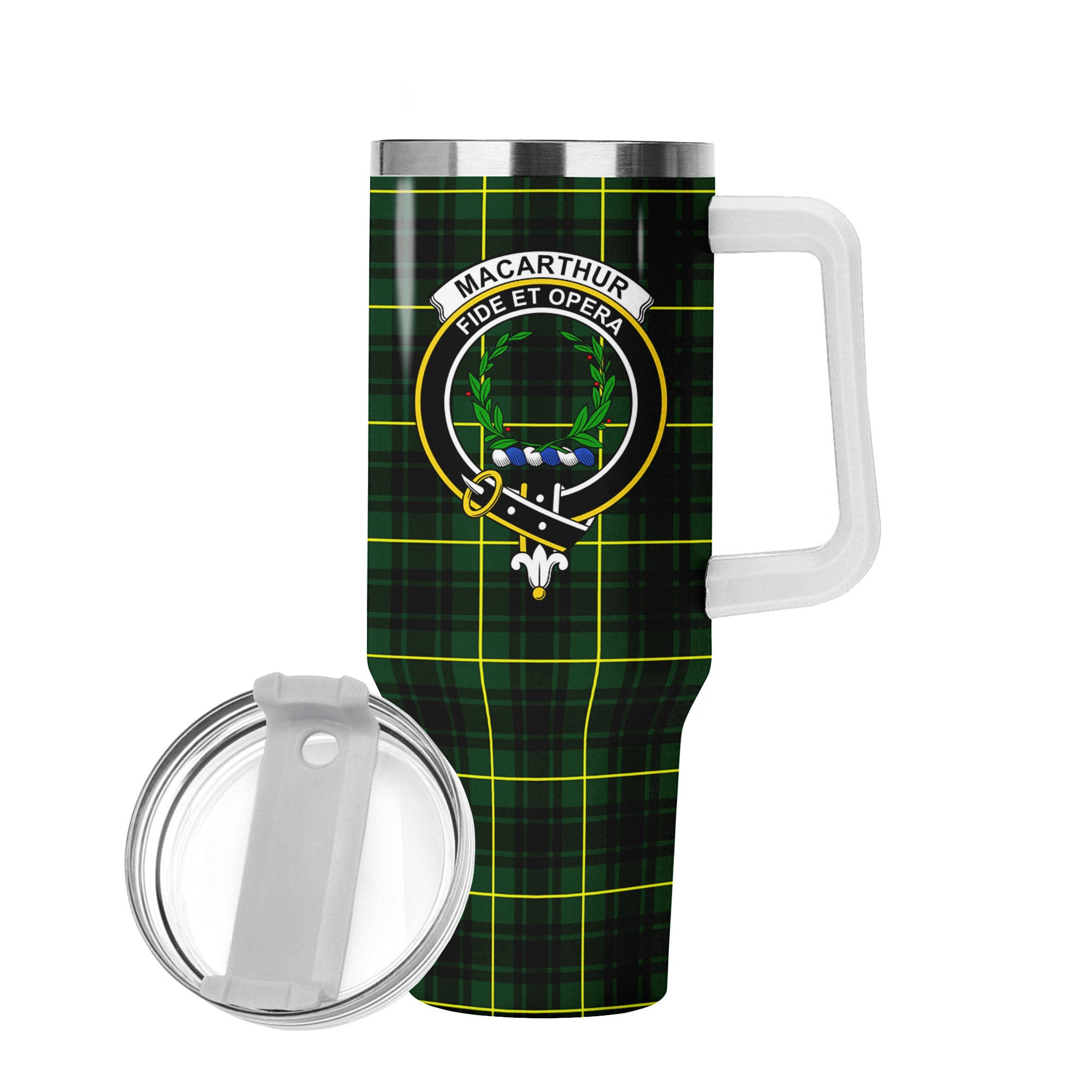 MacArthur Modern Tartan Crest 40 oz Insulated Tumbler with Handle