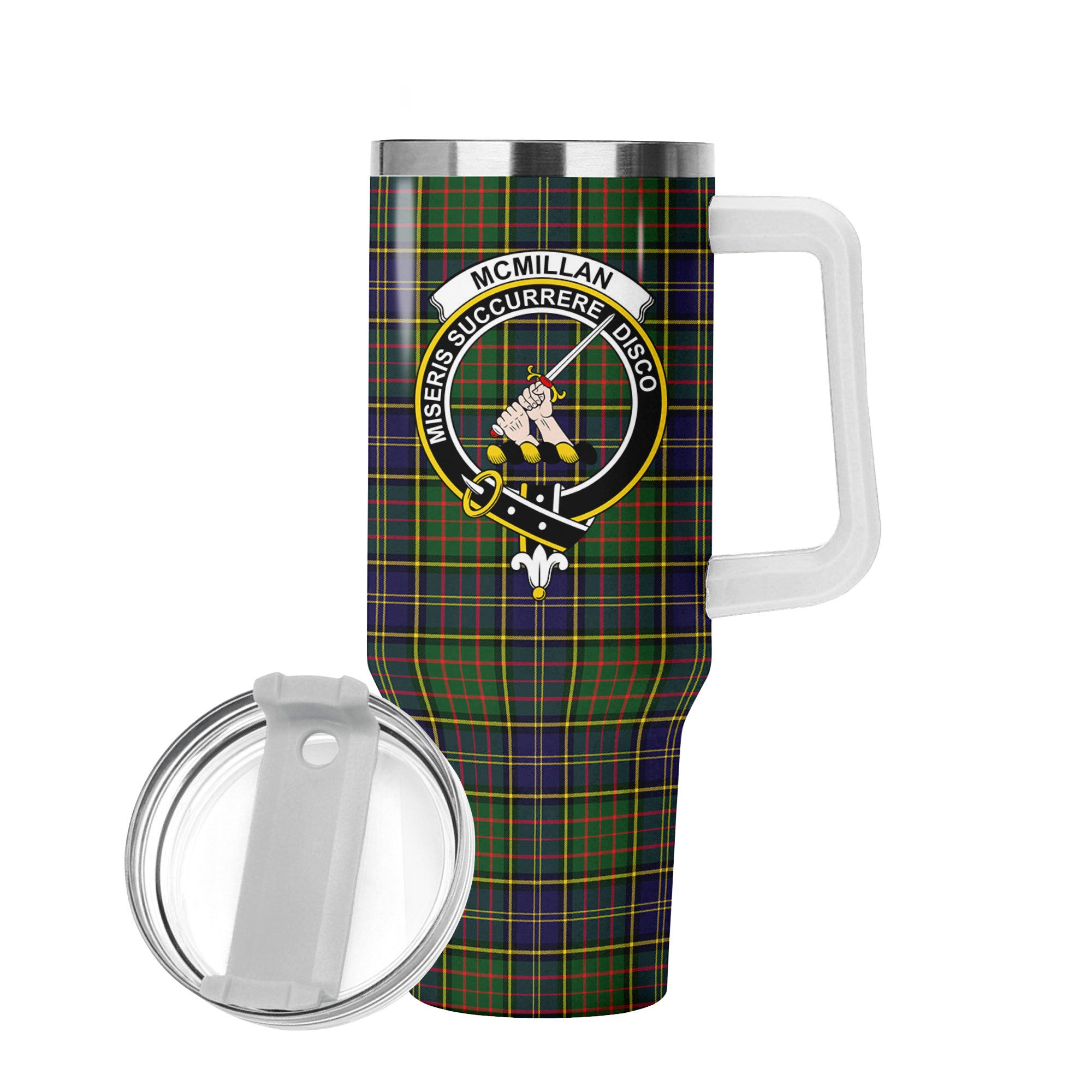 McMillan Hunting Modern Tartan Crest 40 oz Insulated Tumbler with Handle