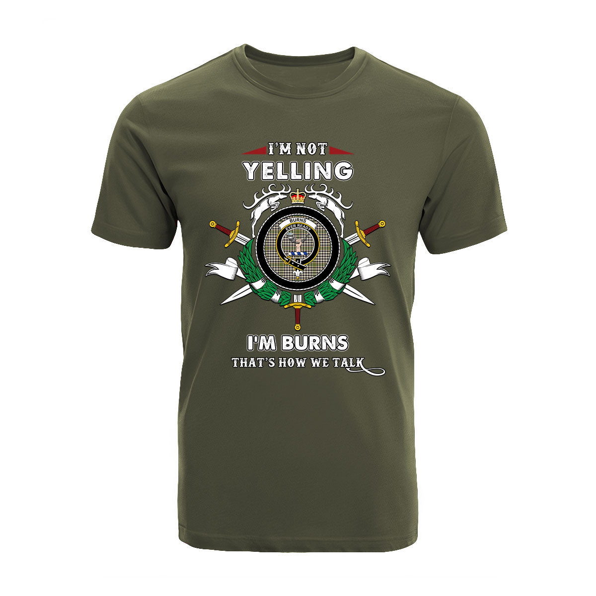 Burns Tartan Crest T-shirt - I'm not yelling style