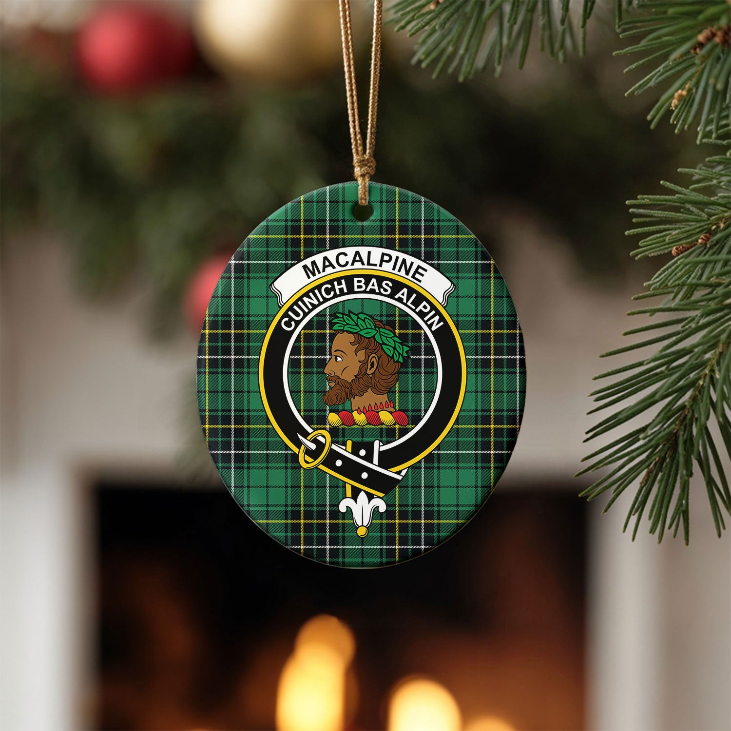 MacAlpine Ancient Tartan Crest Christmas Ceramic Ornament