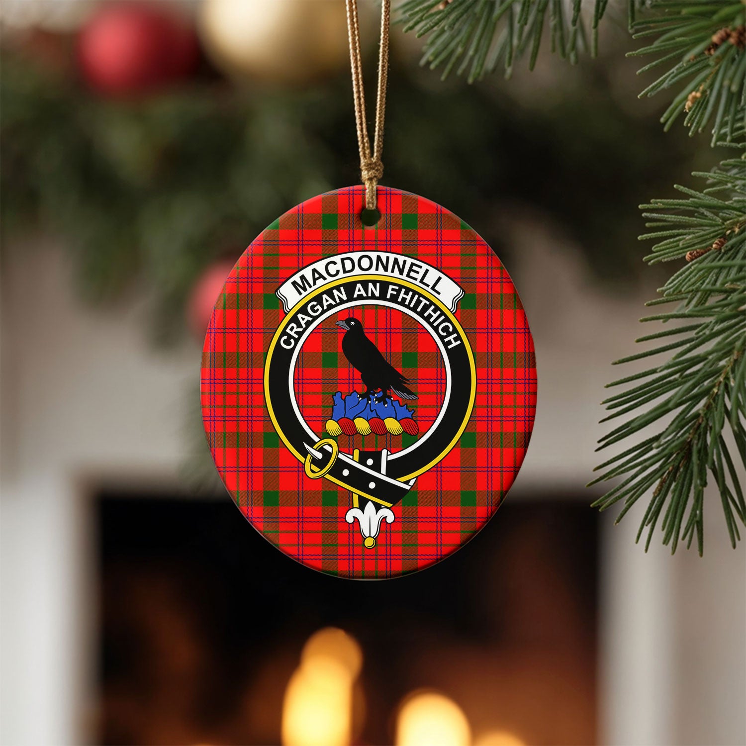MacDonnell of Keppoch Tartan Crest Christmas Ceramic Ornament