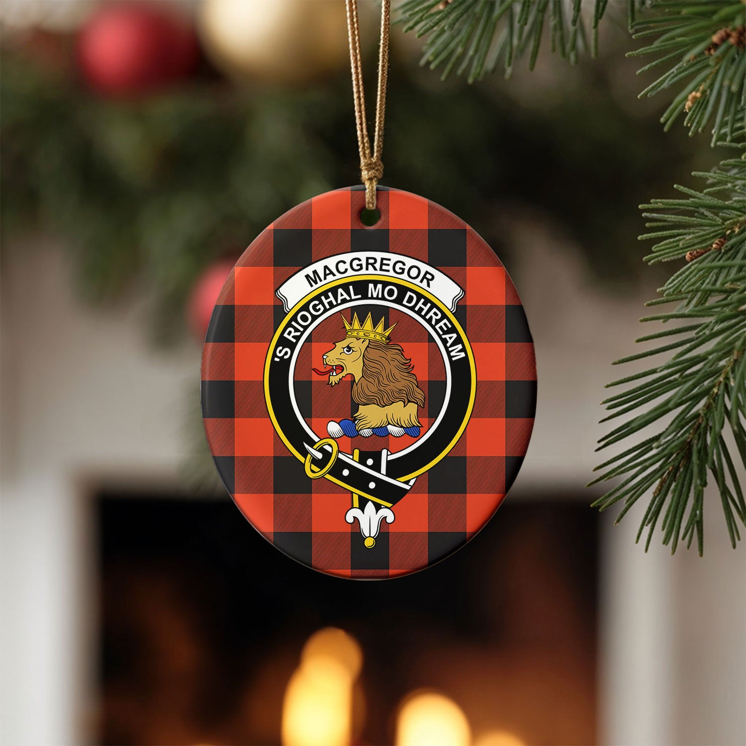 MacGregor Rob Roy Ancient Tartan Crest Christmas Ceramic Ornament