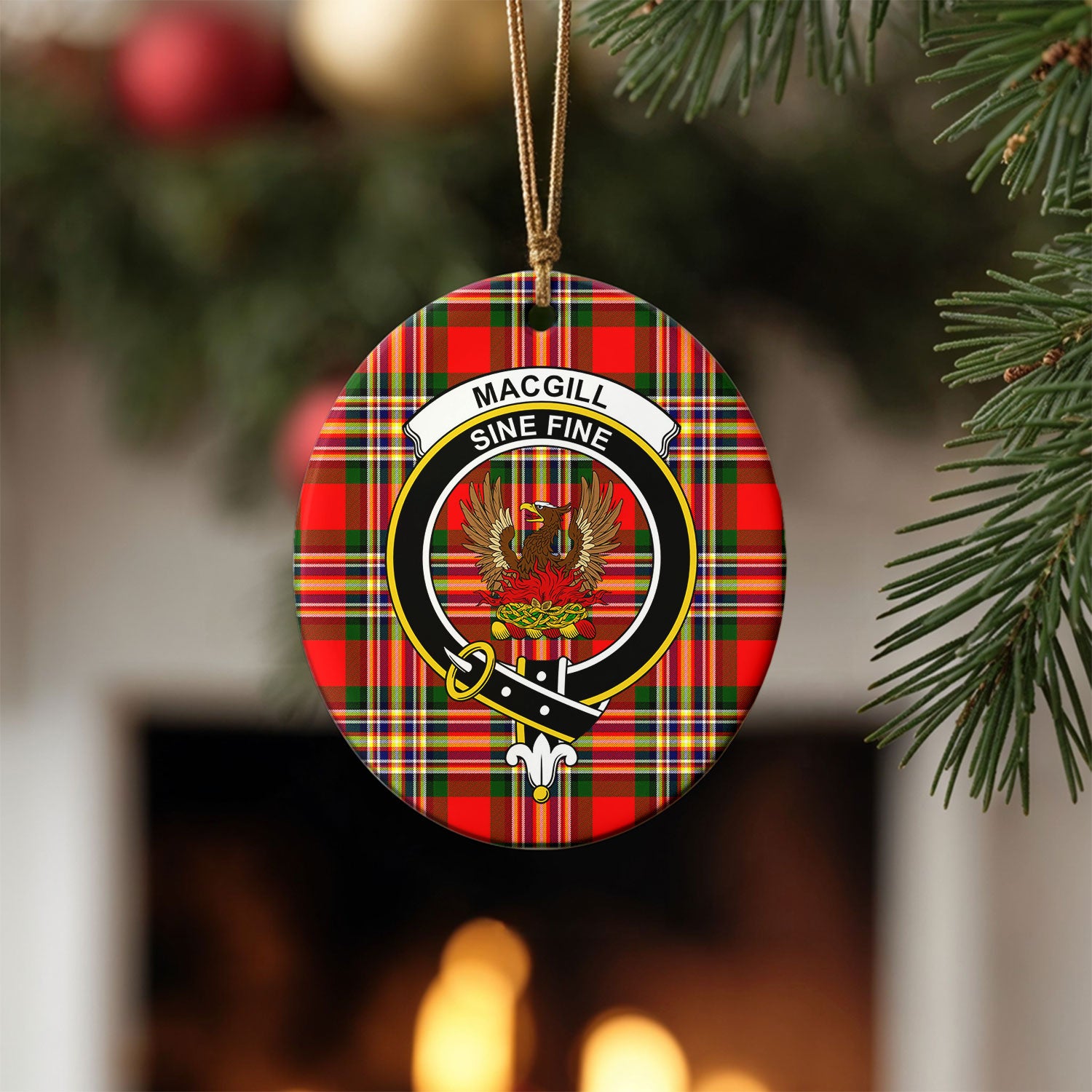 Makgill Tartan Crest Christmas Ceramic Ornament