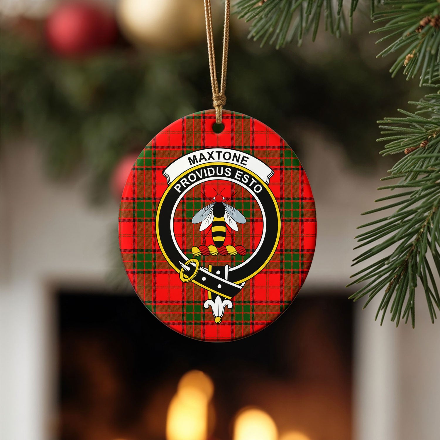 Maxtone Tartan Crest Christmas Ceramic Ornament