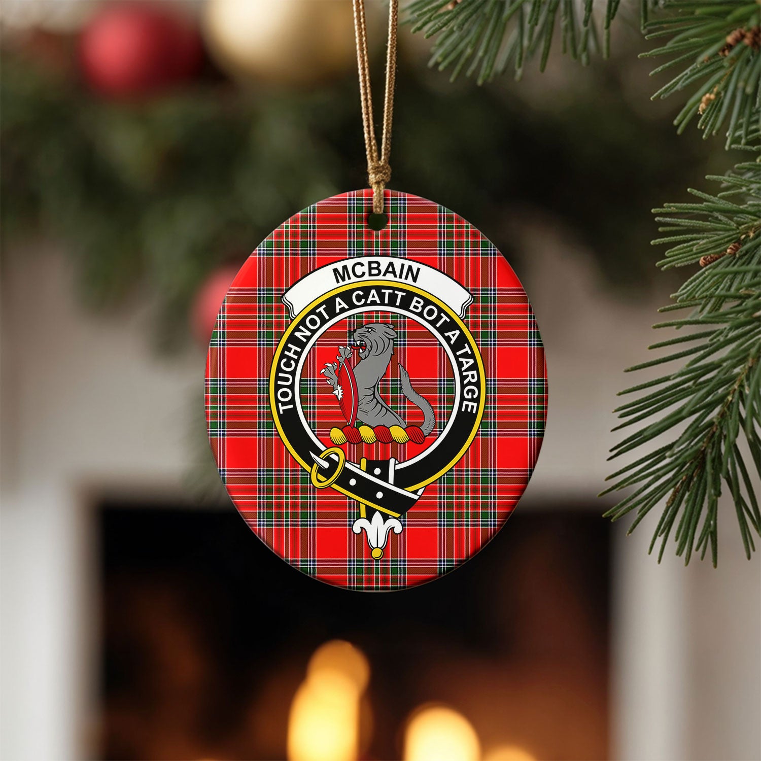 McBain Tartan Crest Christmas Ceramic Ornament