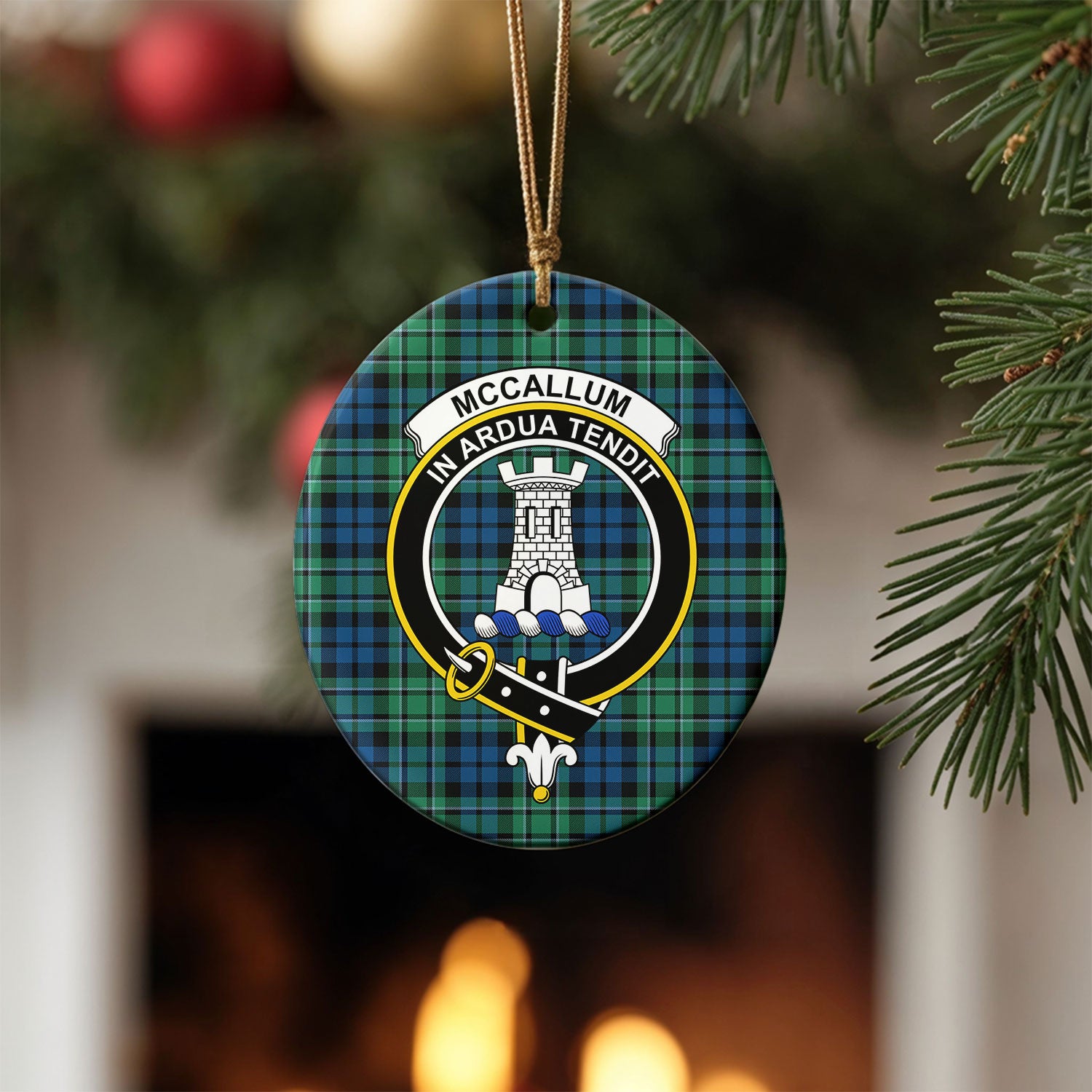 McCallum Ancient Tartan Crest Christmas Ceramic Ornament