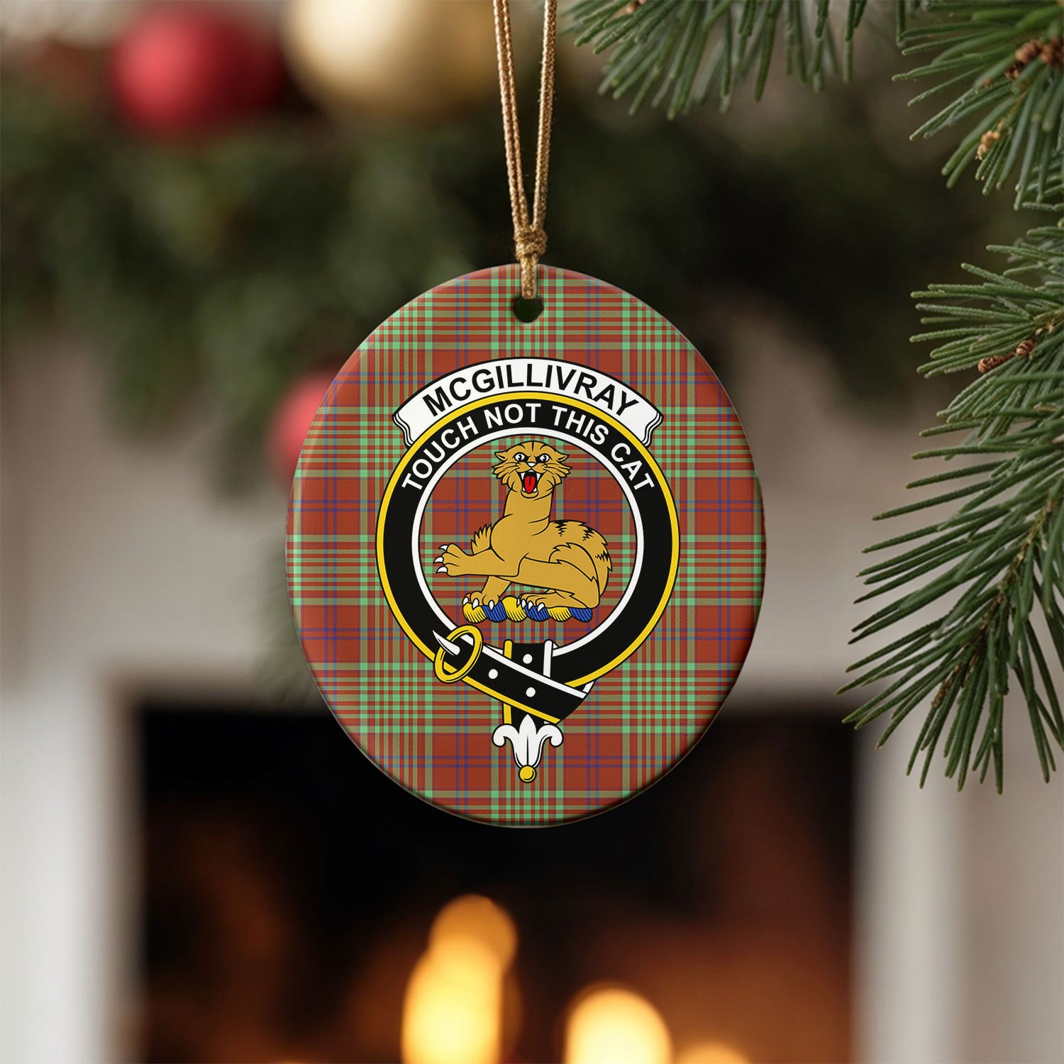 McGillivray Hunting Ancient Tartan Crest Christmas Ceramic Ornament