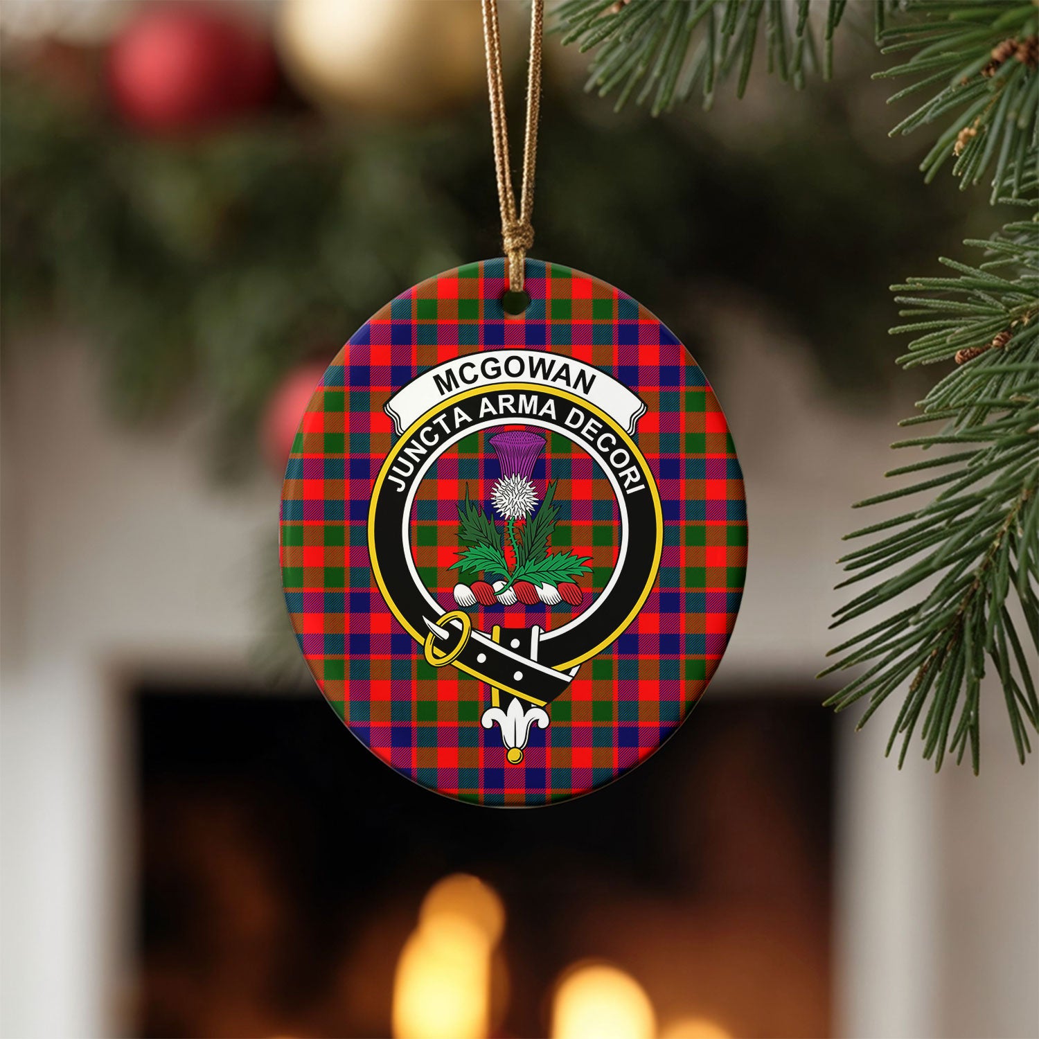 McGowan Tartan Crest Christmas Ceramic Ornament