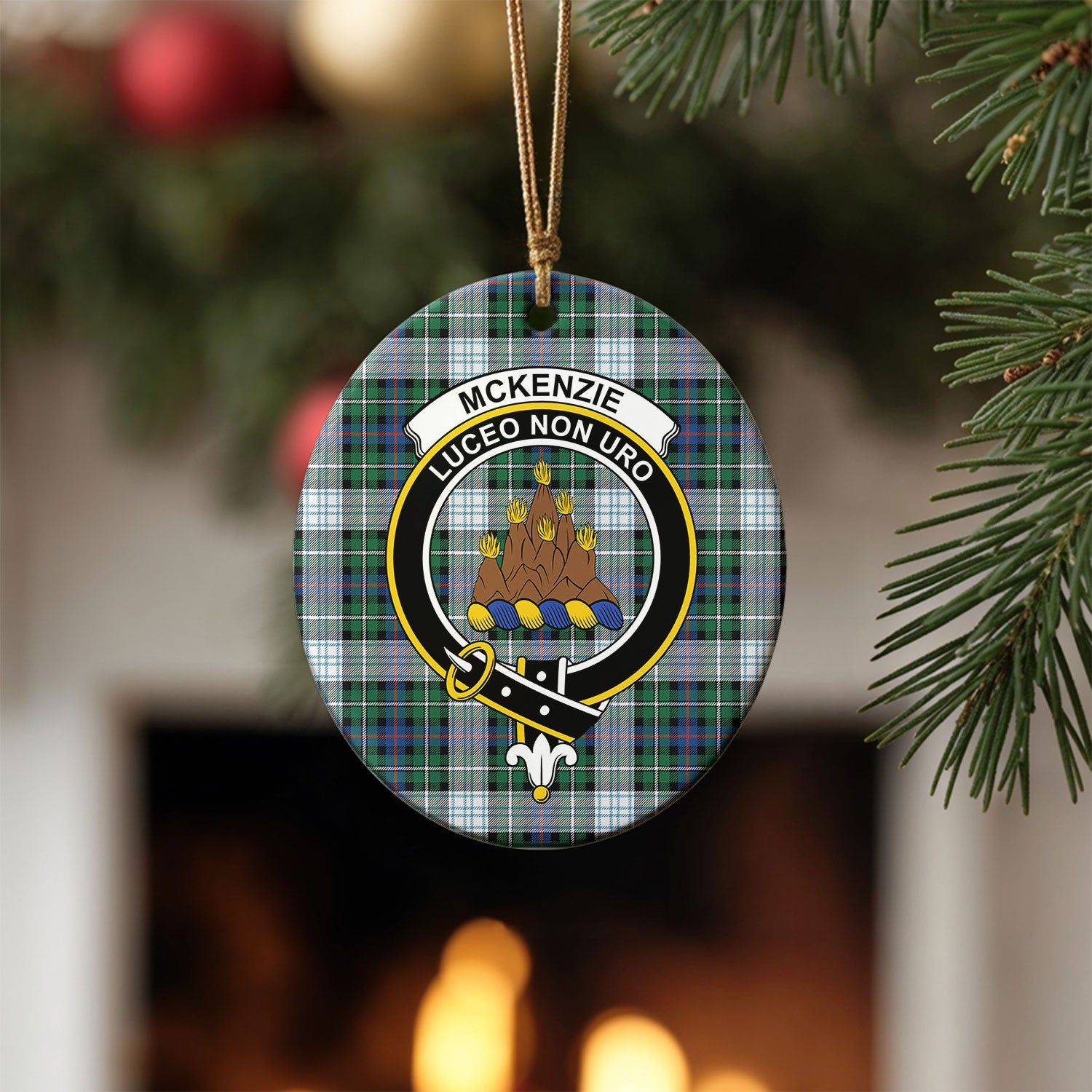 McKenzie Dress Ancient Tartan Crest Christmas Ceramic Ornament
