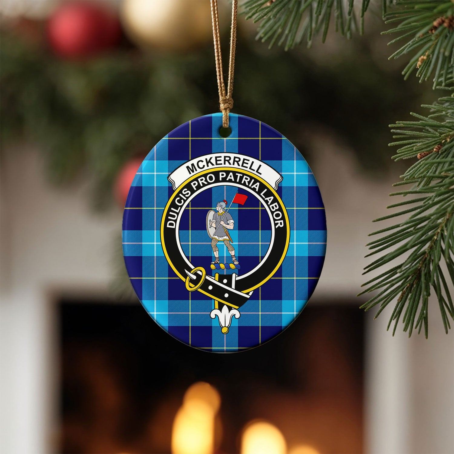 McKerrell Tartan Crest Christmas Ceramic Ornament