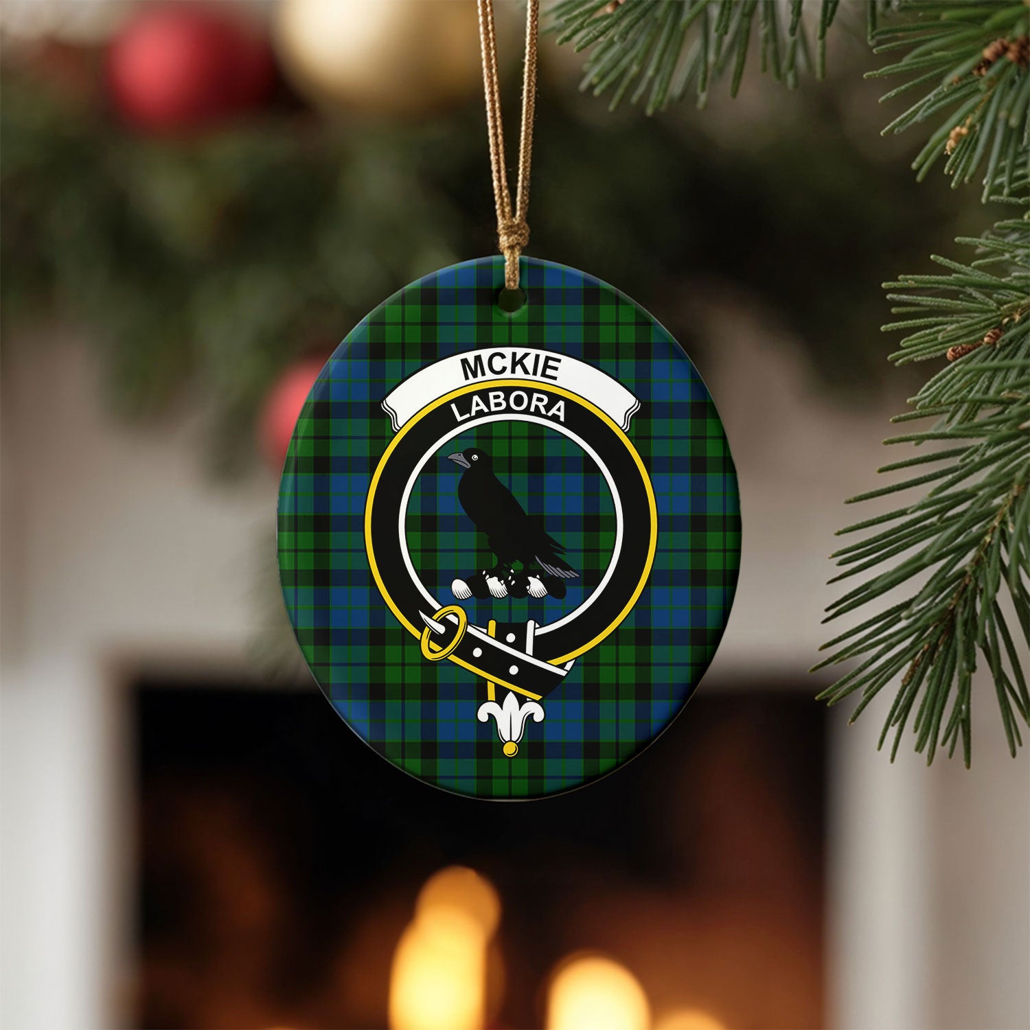 McKie Tartan Crest Christmas Ceramic Ornament