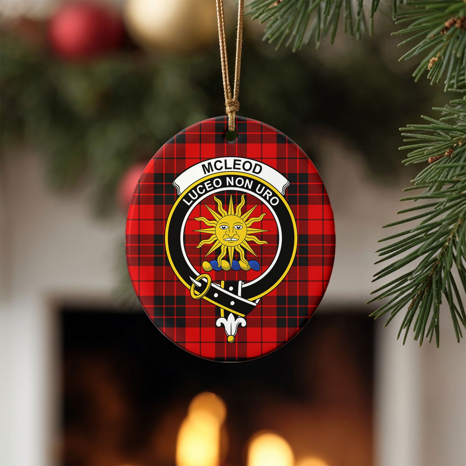McLeod of Raasay Tartan Crest Christmas Ceramic Ornament