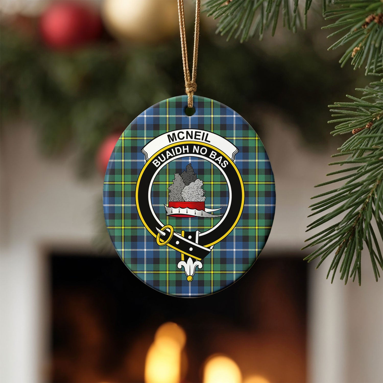 McNeil of Barra Ancient Tartan Crest Christmas Ceramic Ornament