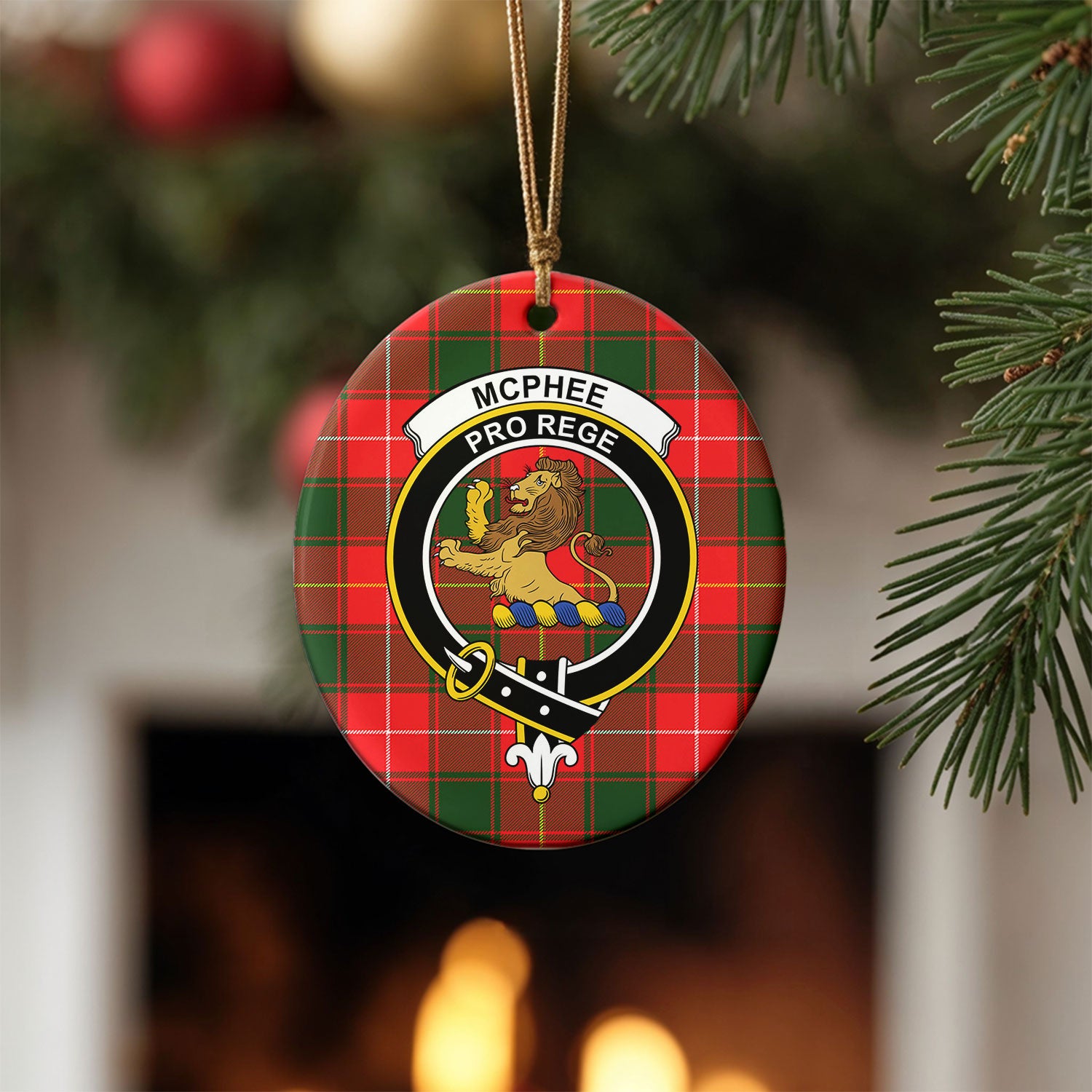 McPhee Tartan Crest Christmas Ceramic Ornament