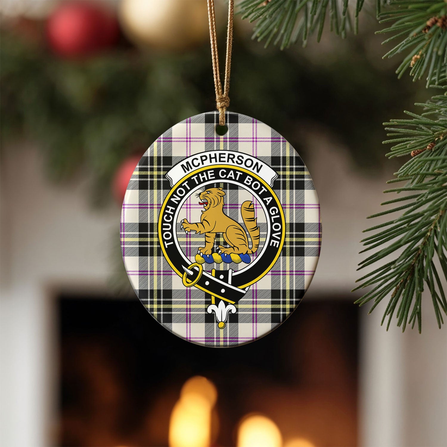 McPherson Dress Ancient Tartan Crest Christmas Ceramic Ornament