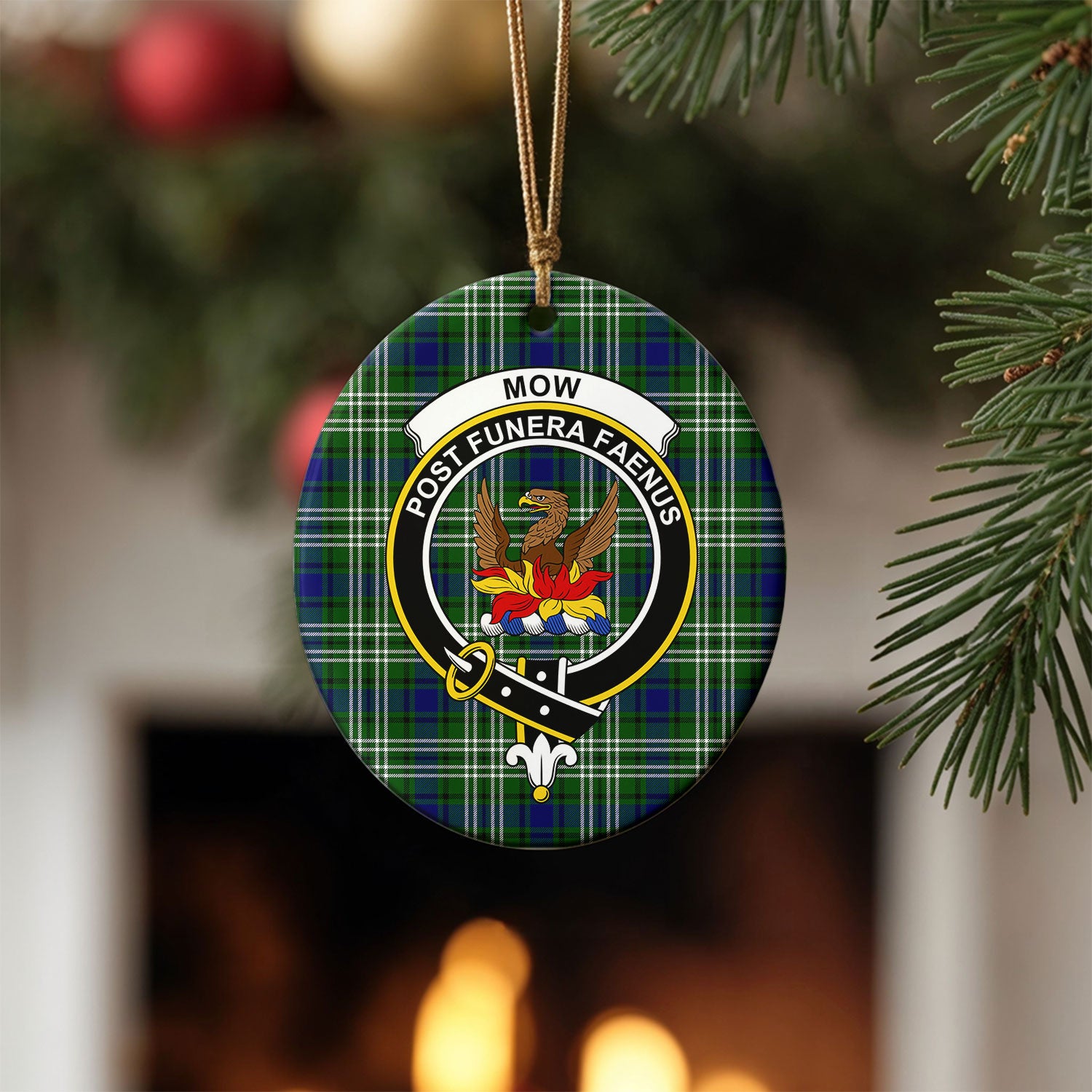 Mow Tartan Crest Christmas Ceramic Ornament