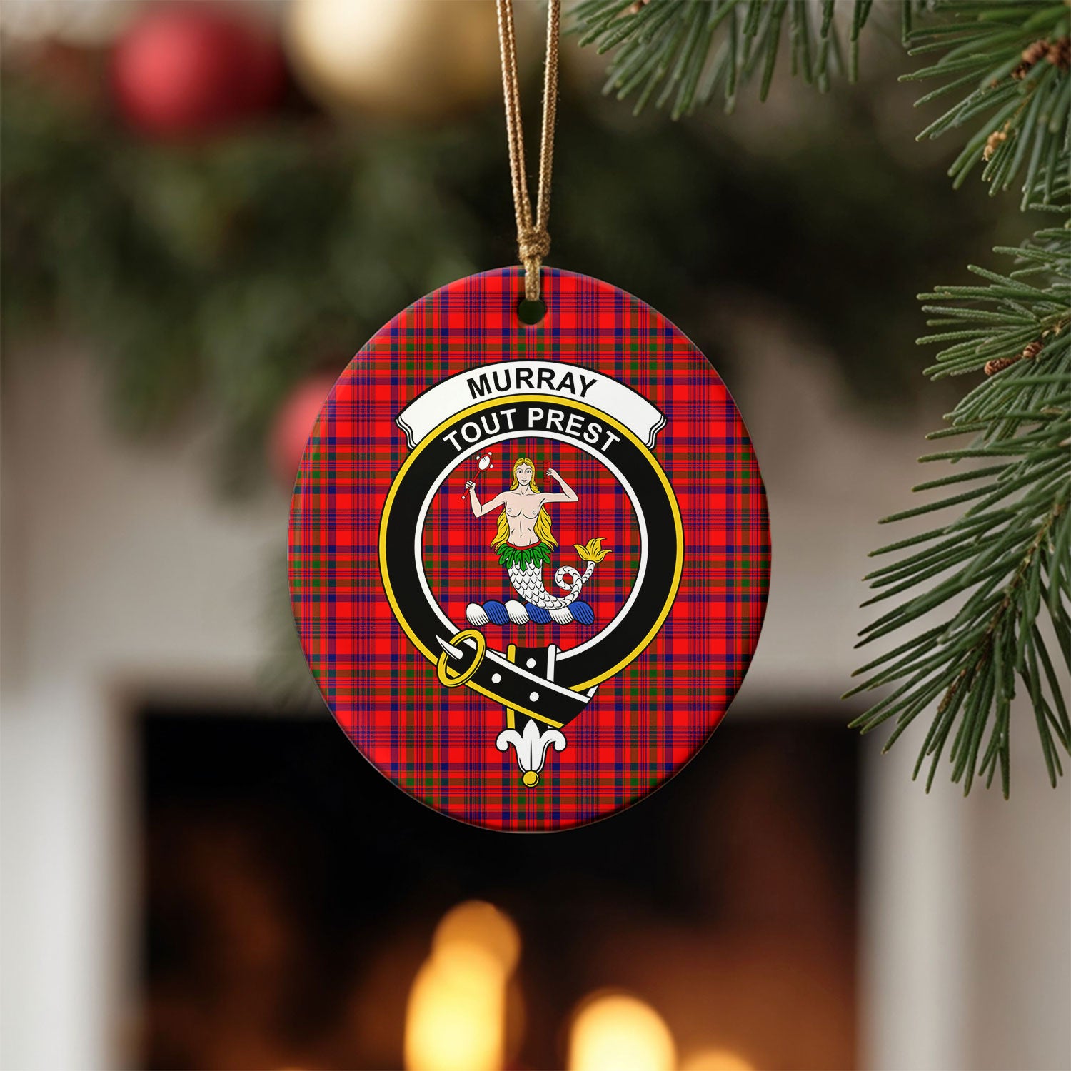 Murray (of Dysart) Tartan Crest Christmas Ceramic Ornament