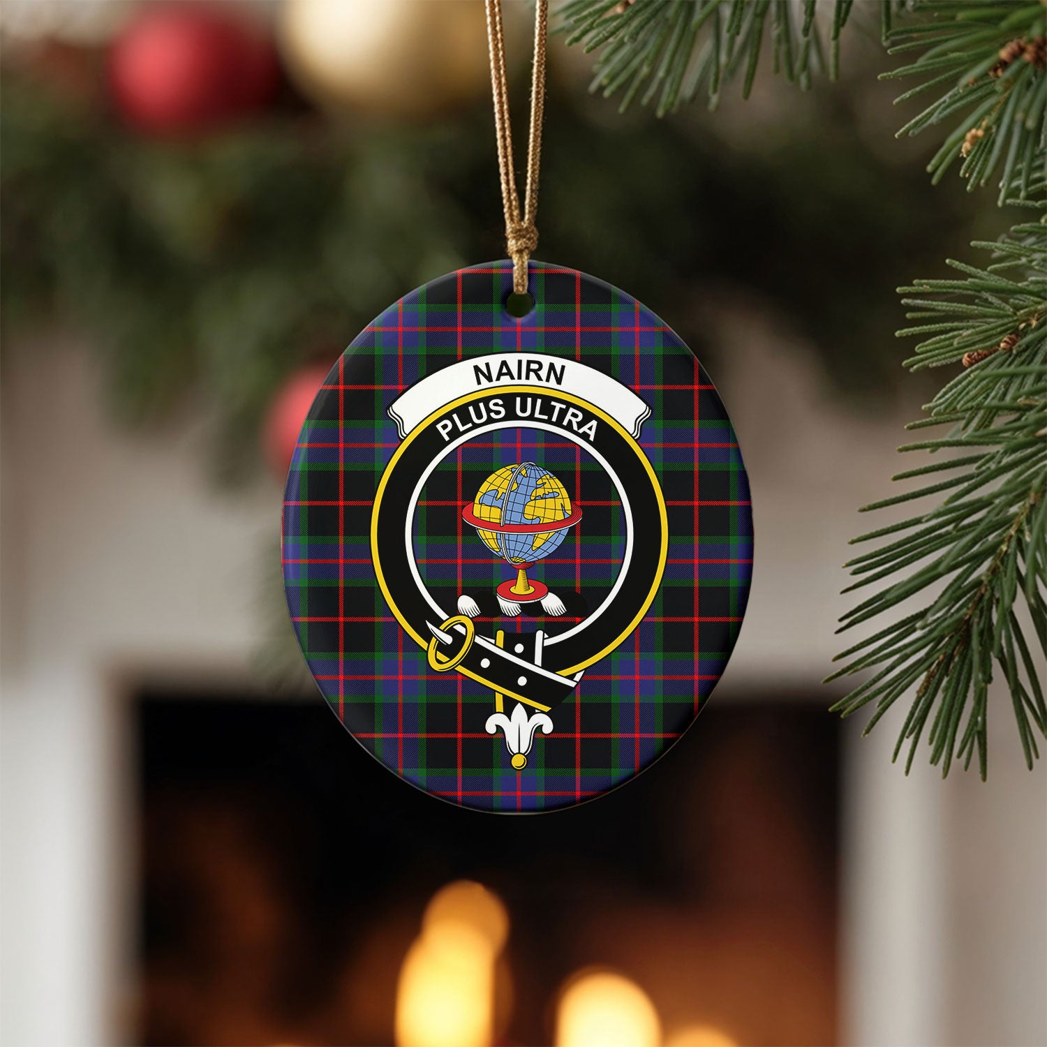 Nairn Tartan Crest Christmas Ceramic Ornament
