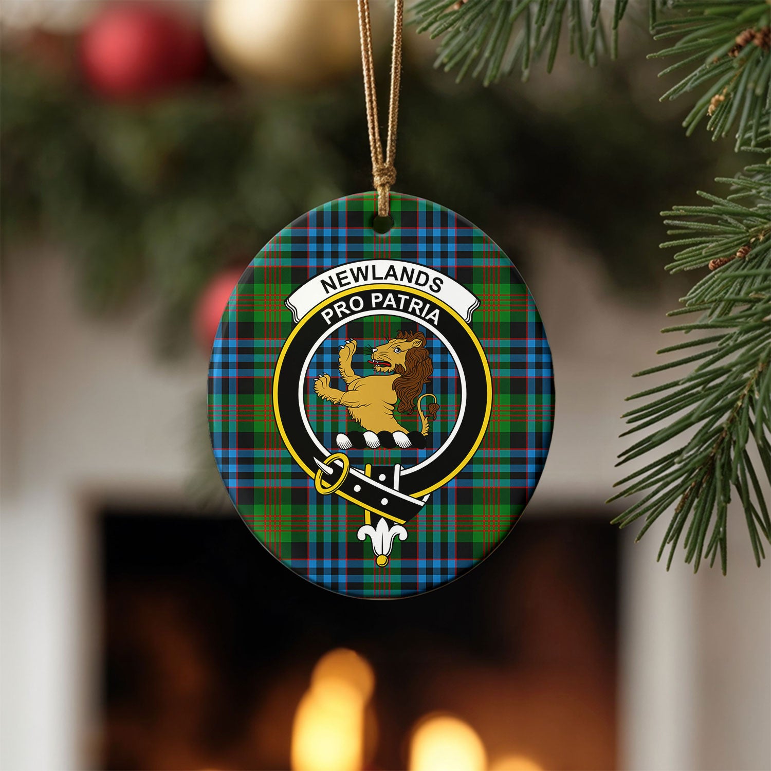 Newlands Tartan Crest Christmas Ceramic Ornament
