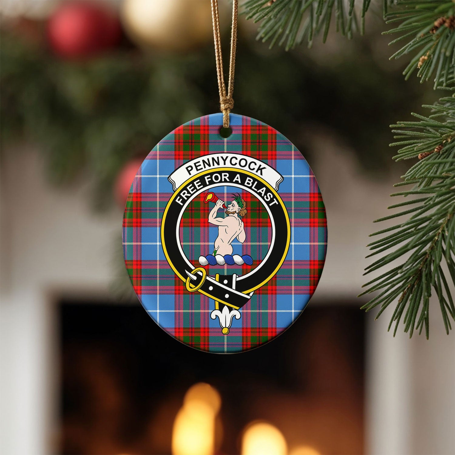 Pennycook Tartan Crest Christmas Ceramic Ornament