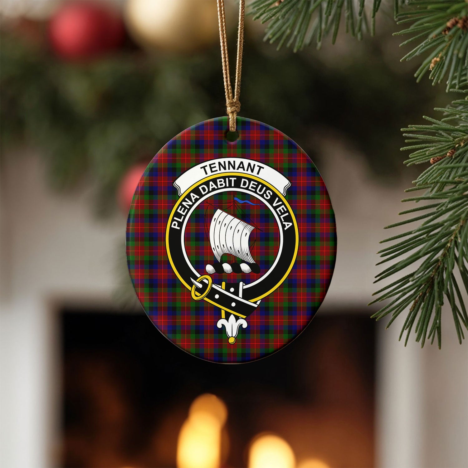Tennant Tartan Crest Christmas Ceramic Ornament