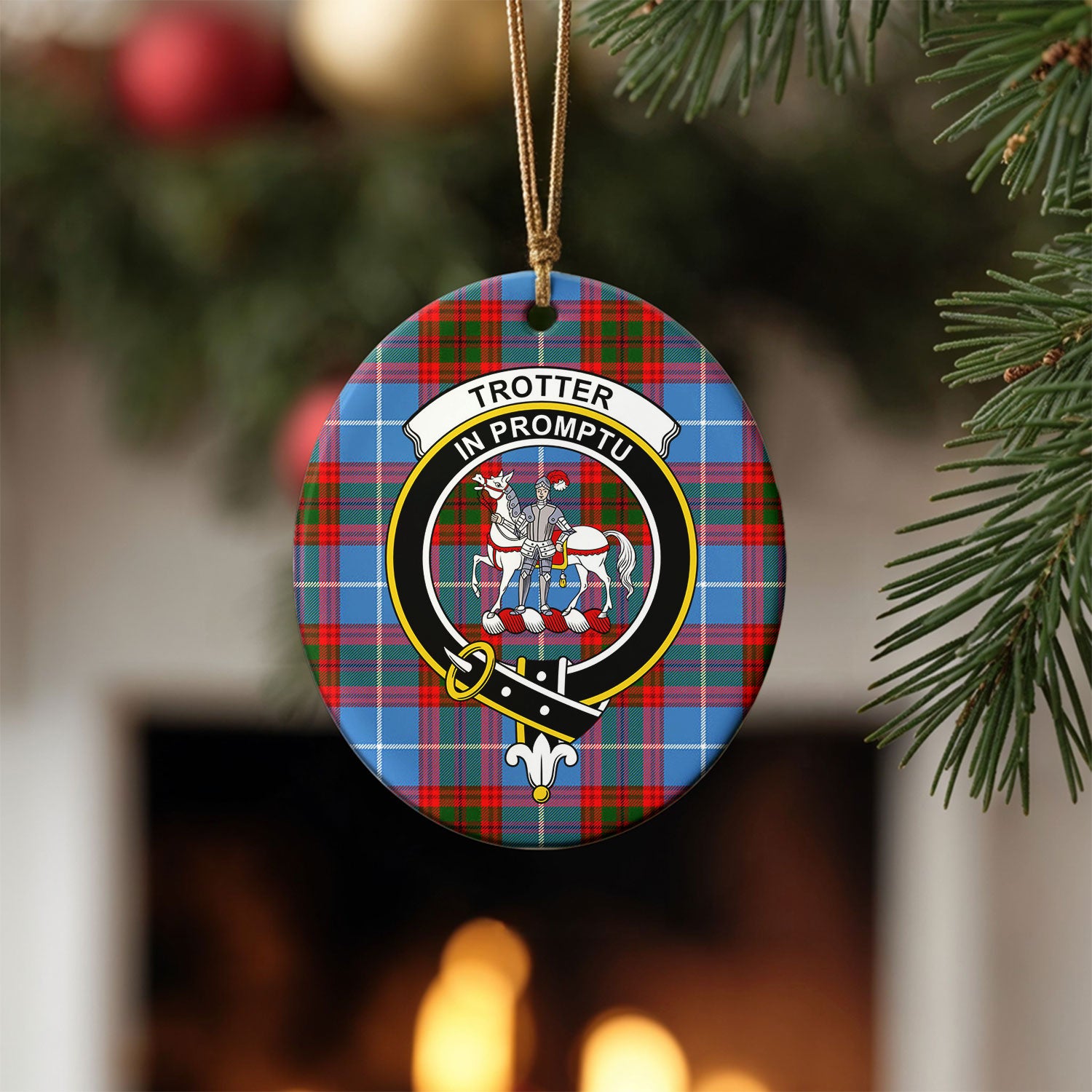 Trotter Tartan Crest Christmas Ceramic Ornament