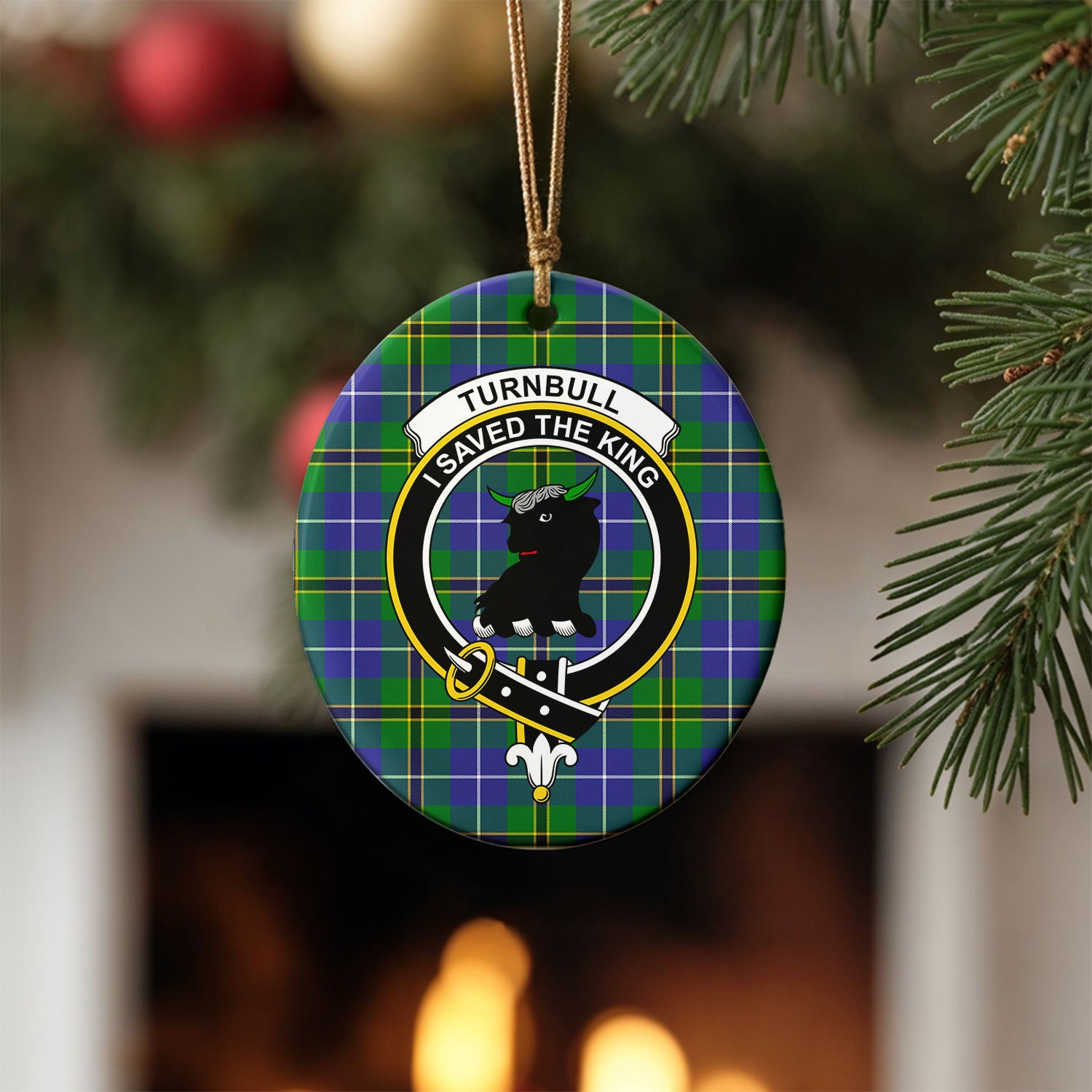 Turnbull Hunting Tartan Crest Christmas Ceramic Ornament
