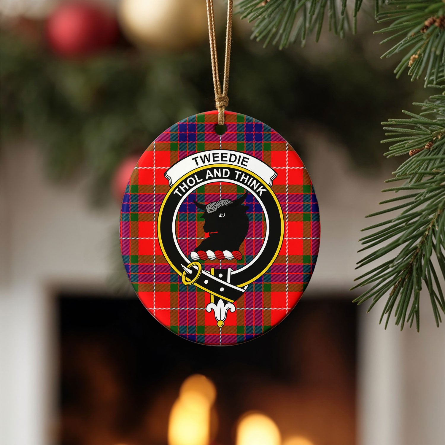 Tweedie Tartan Crest Christmas Ceramic Ornament