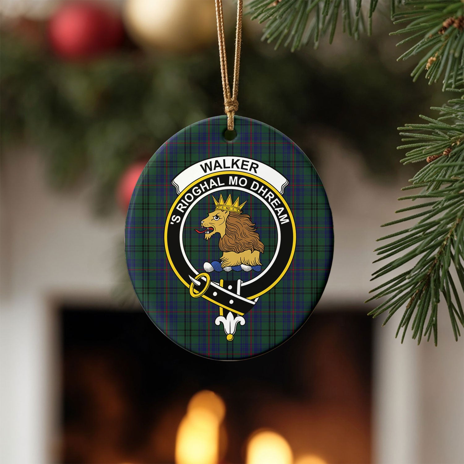 Walker Hunting Tartan Crest Christmas Ceramic Ornament