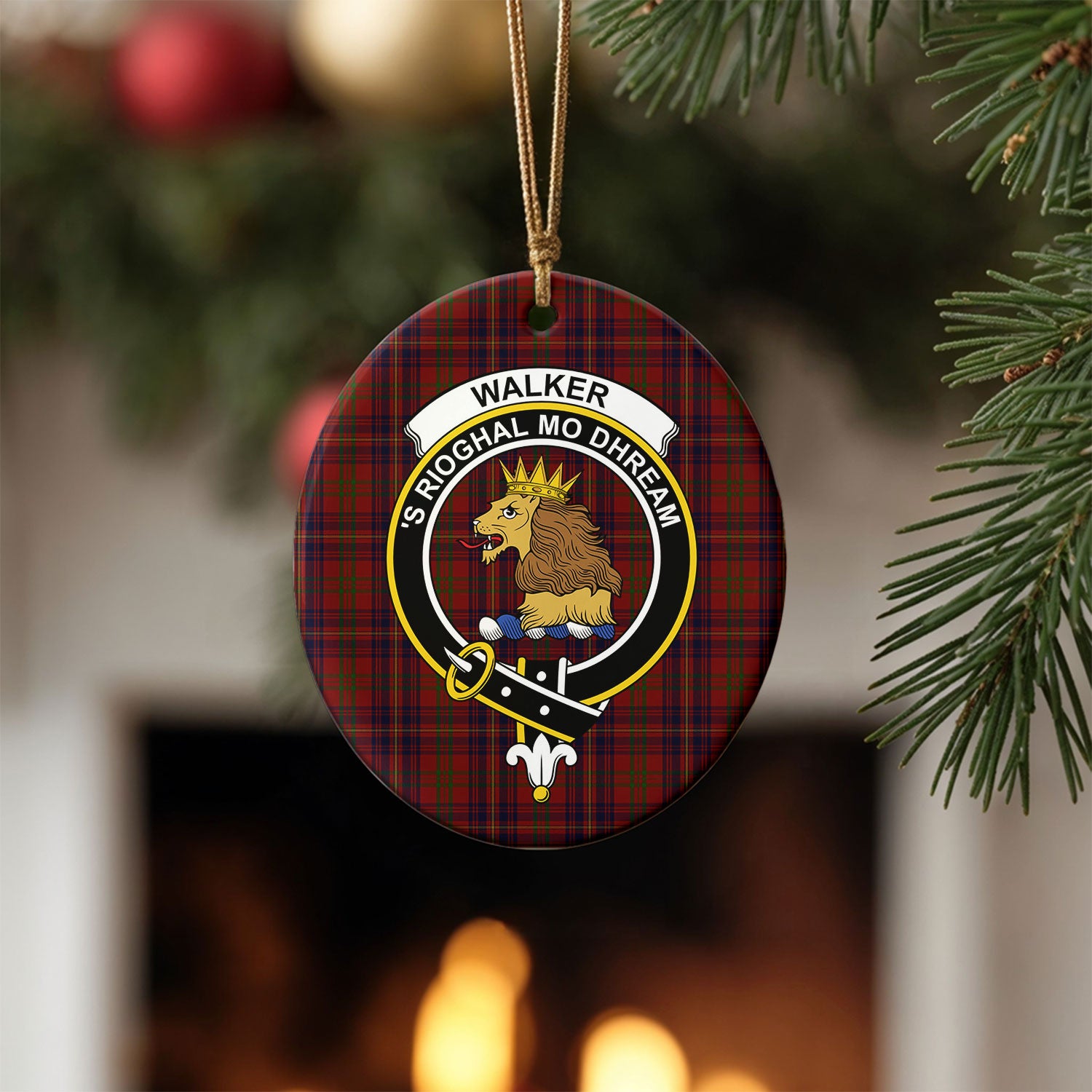 Walker Tartan Crest Christmas Ceramic Ornament