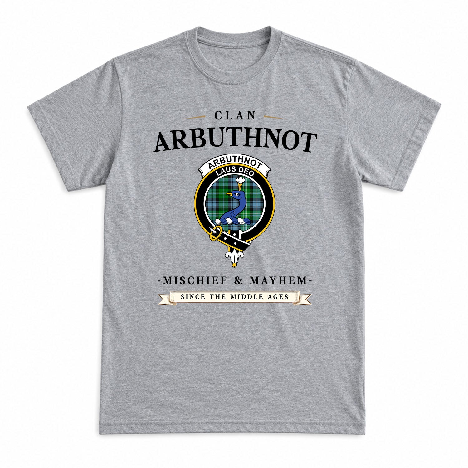 Arbuthnot Ancient Tartan Crest Mischief and Mayhem T-shirt