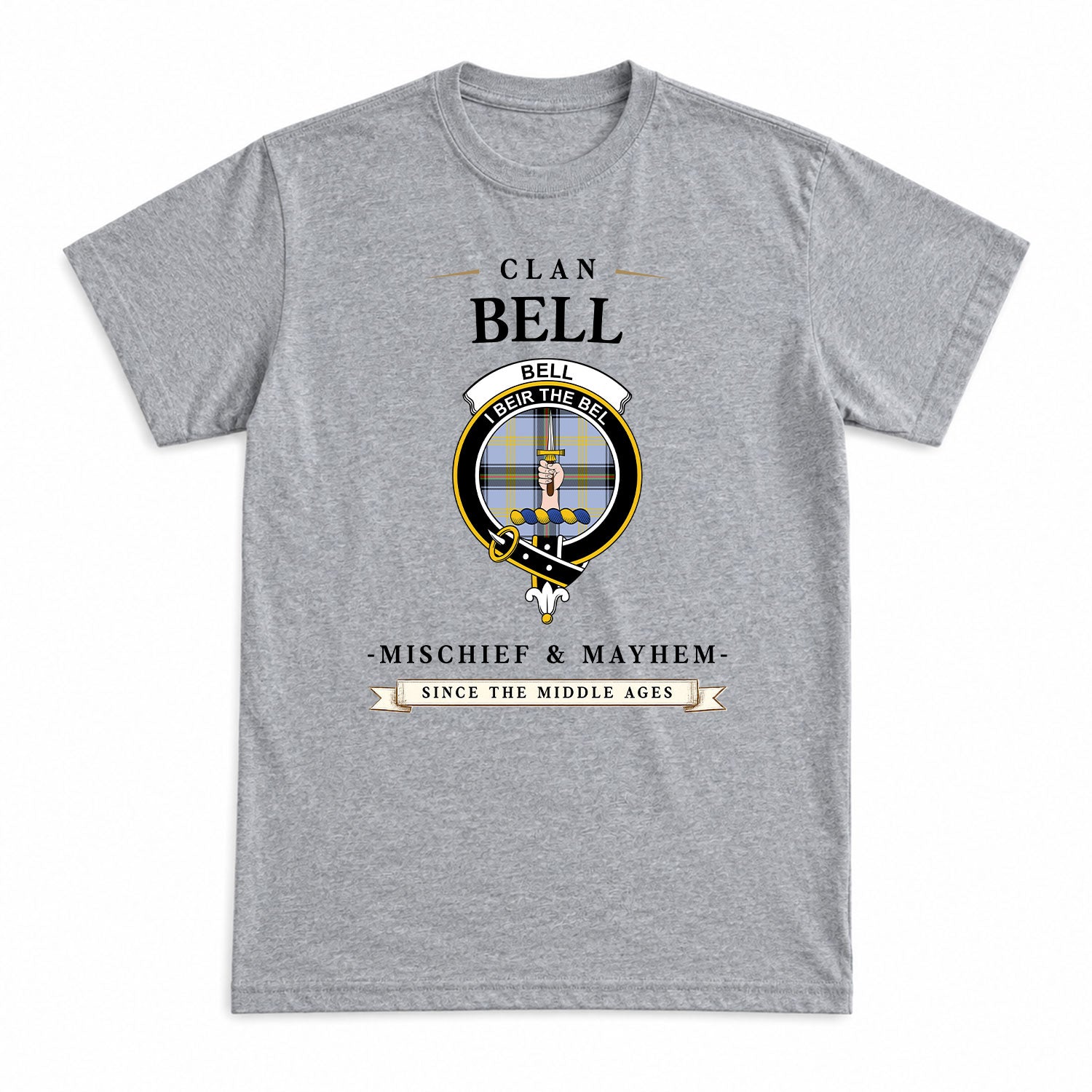 Bell of the Borders Tartan Crest Mischief and Mayhem T-shirt
